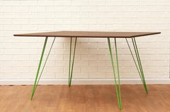 Williams Hairpin Dining Square Table Walnut Green
