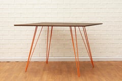 Williams Hairpin Dining Square Table Walnut Orange