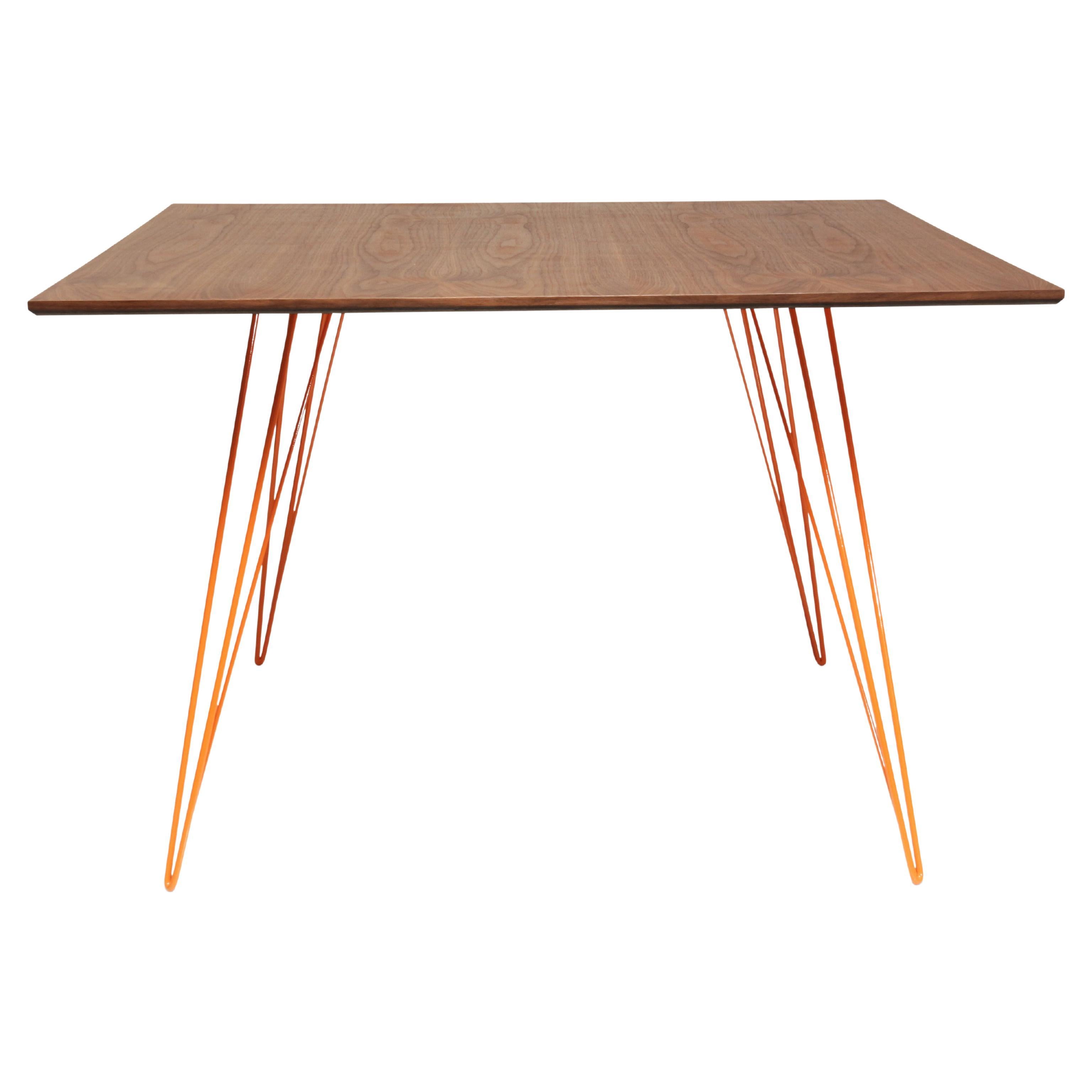Williams Hairpin Dining Square Table Walnut Orange For Sale