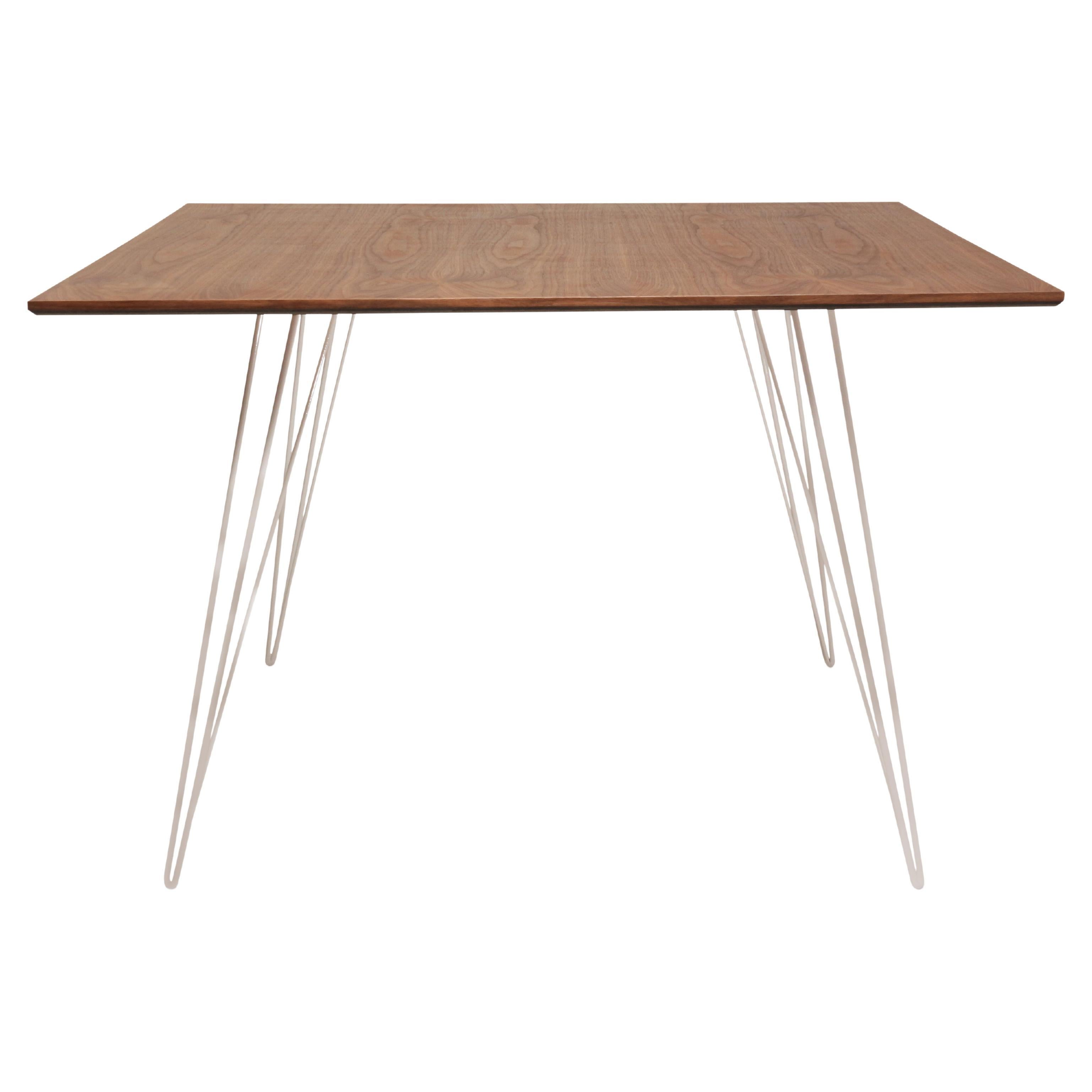 Williams Hairpin Dining Square Table Walnut White For Sale