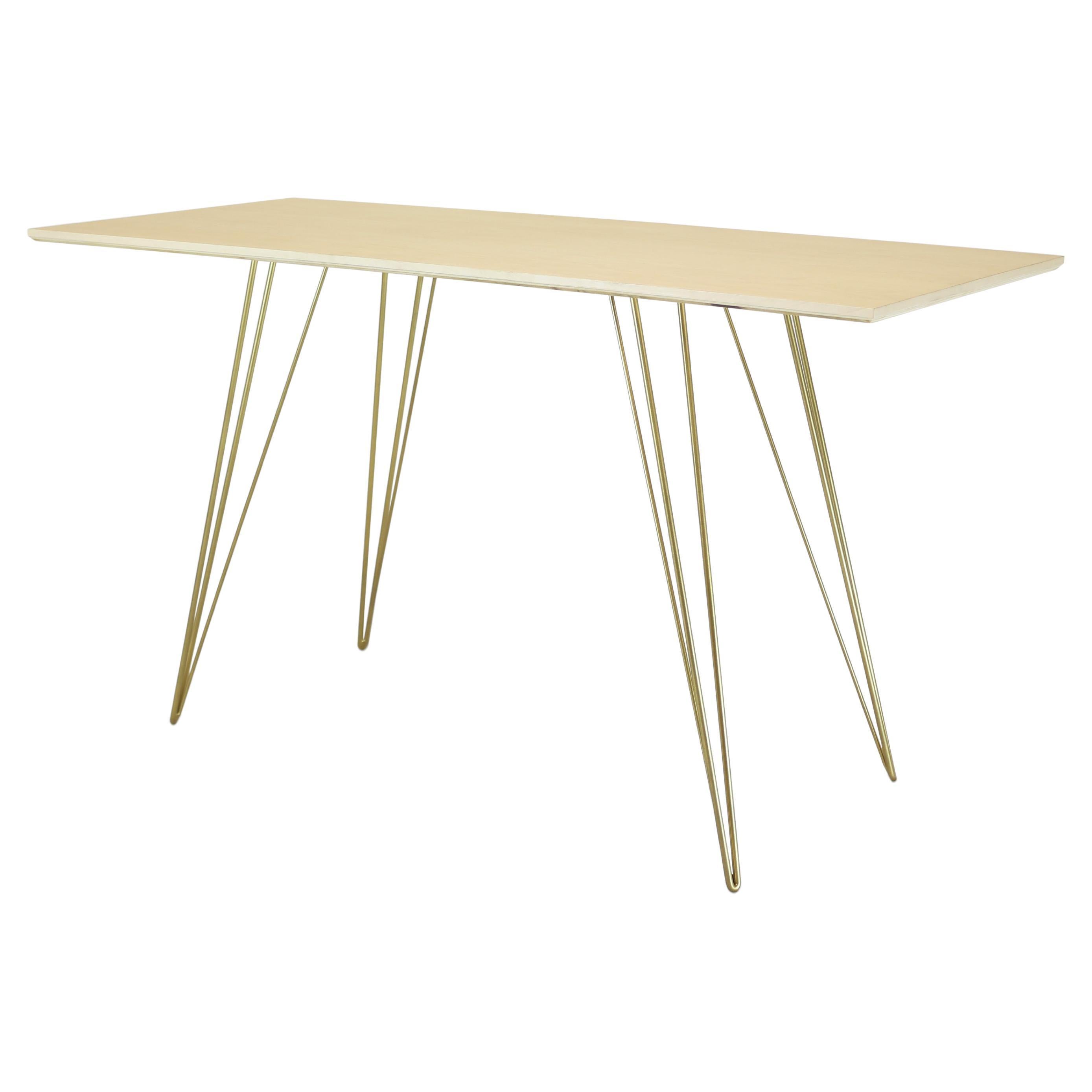Williams Hairpin Writing Desk Maple Brassy Gold For Sale
