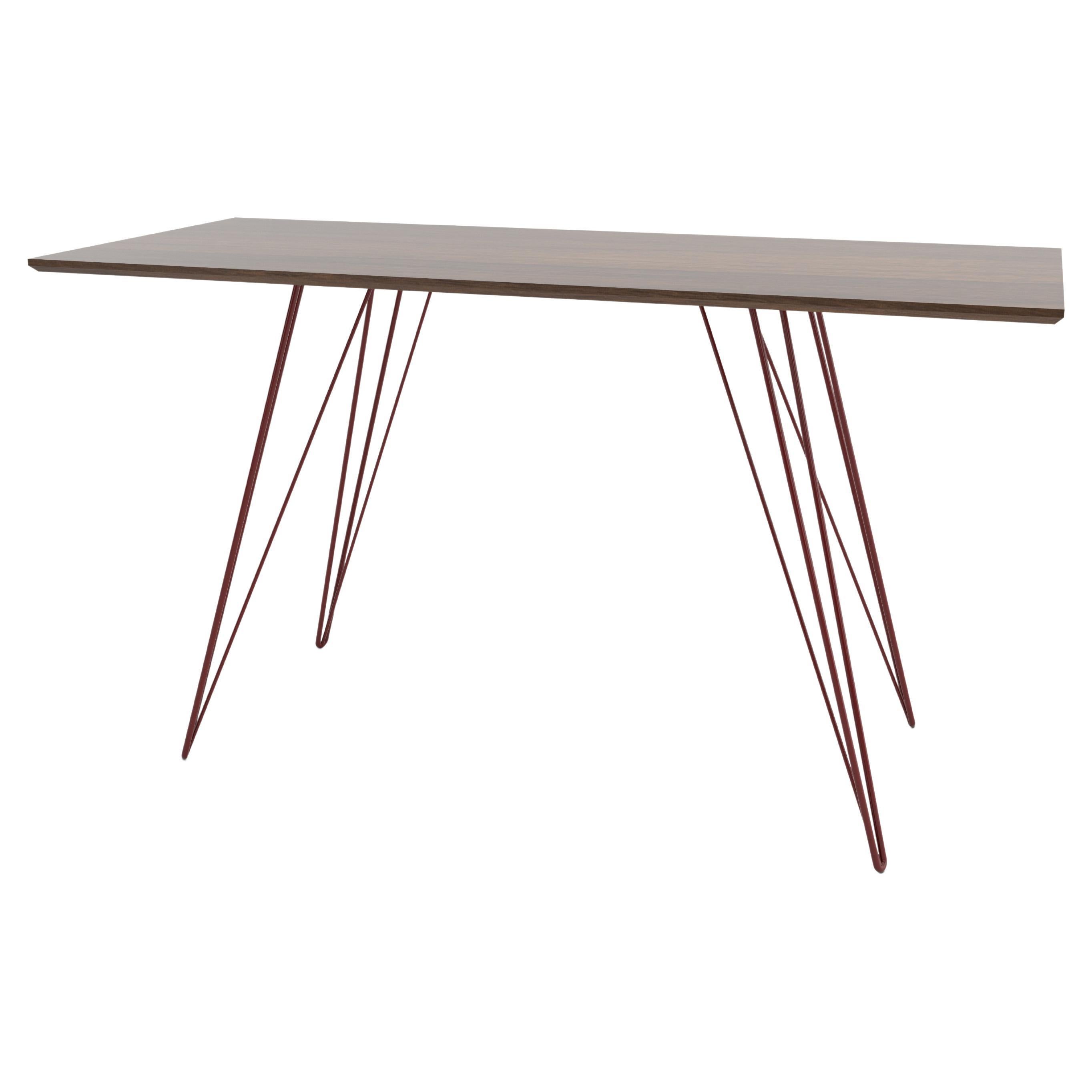 Williams Hairpin Writing Desk Walnut Blood Red For Sale