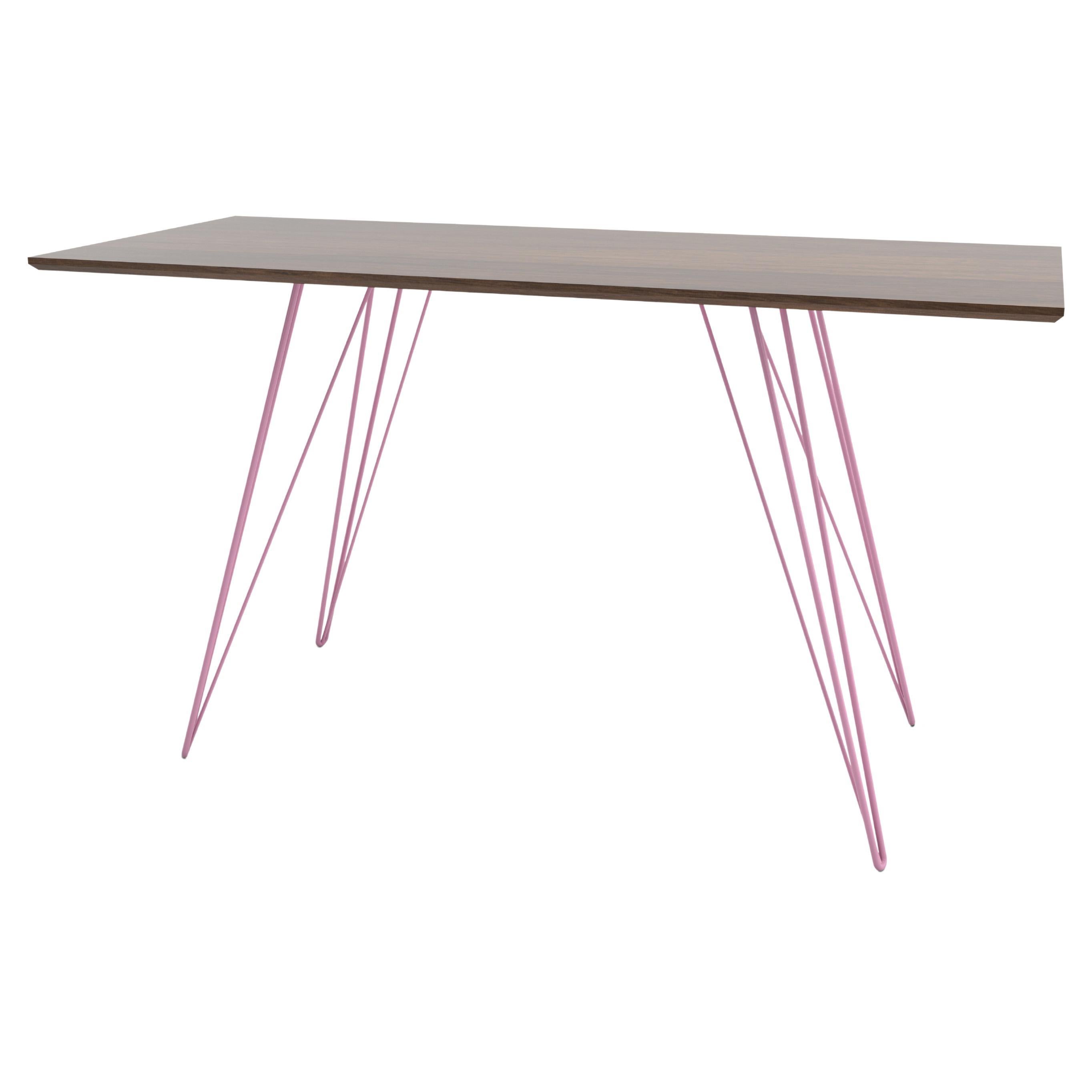 Williams Hairpin Writing Desk Walnut Pink For Sale