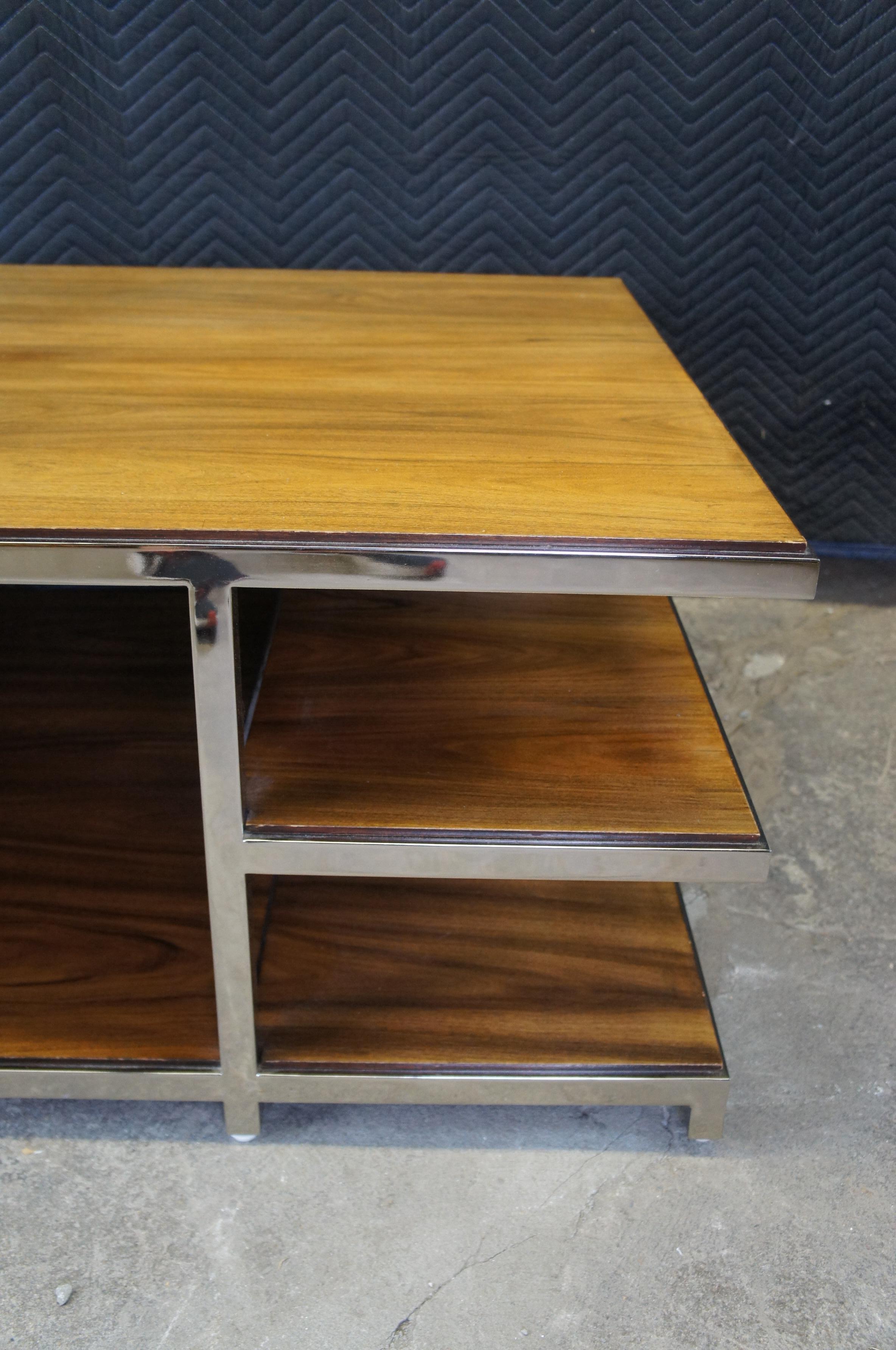 Williams Sanoma Tribeca Rosewood & Chrome Modern Tiered Coffee Cocktail Table 1
