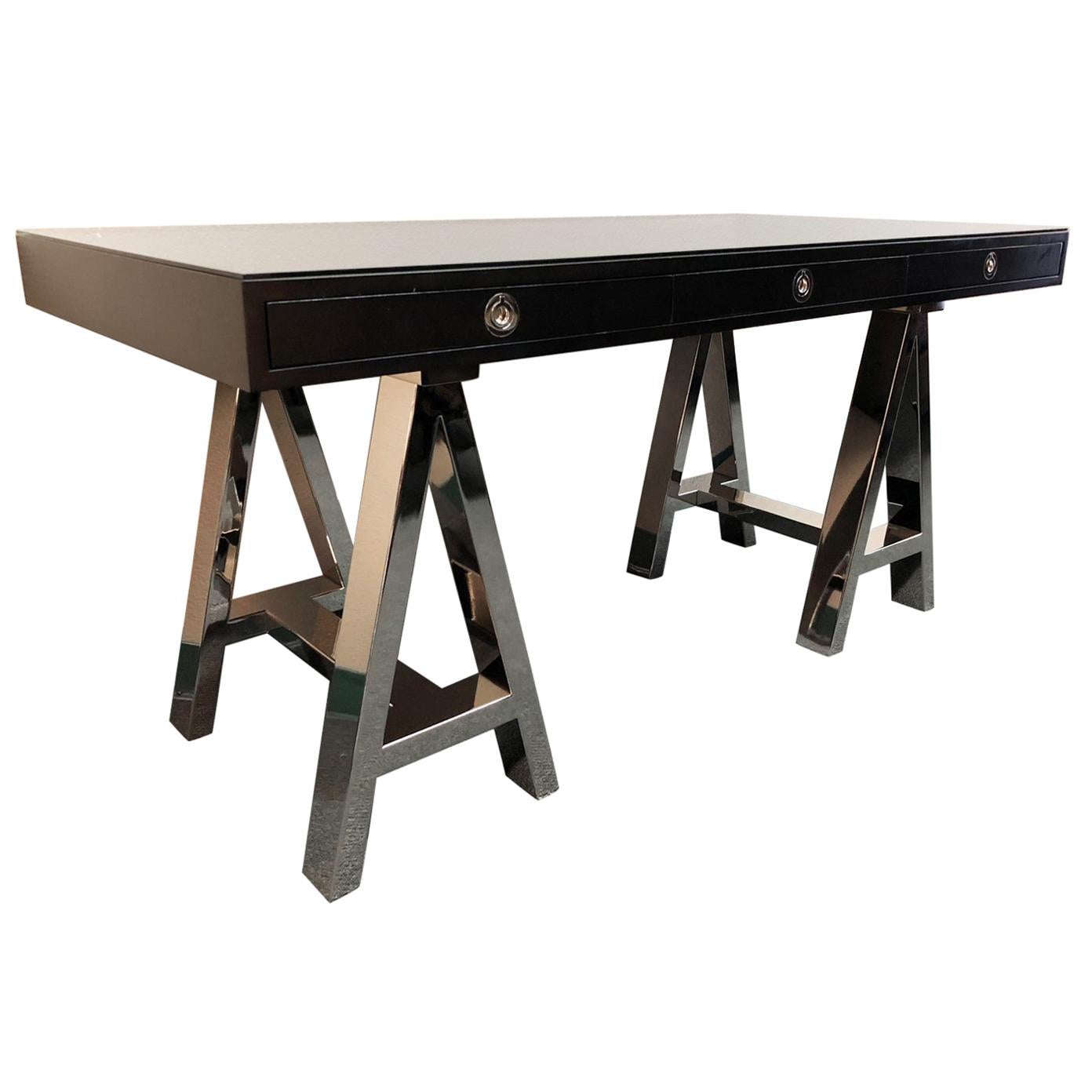 Williams-Sonoma Home Mason Ebony Nickel Base Desk For Sale