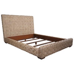Williams Sonoma Woven Seagrass Rope Modern Boho Chic Queen Size Sorrento Bed