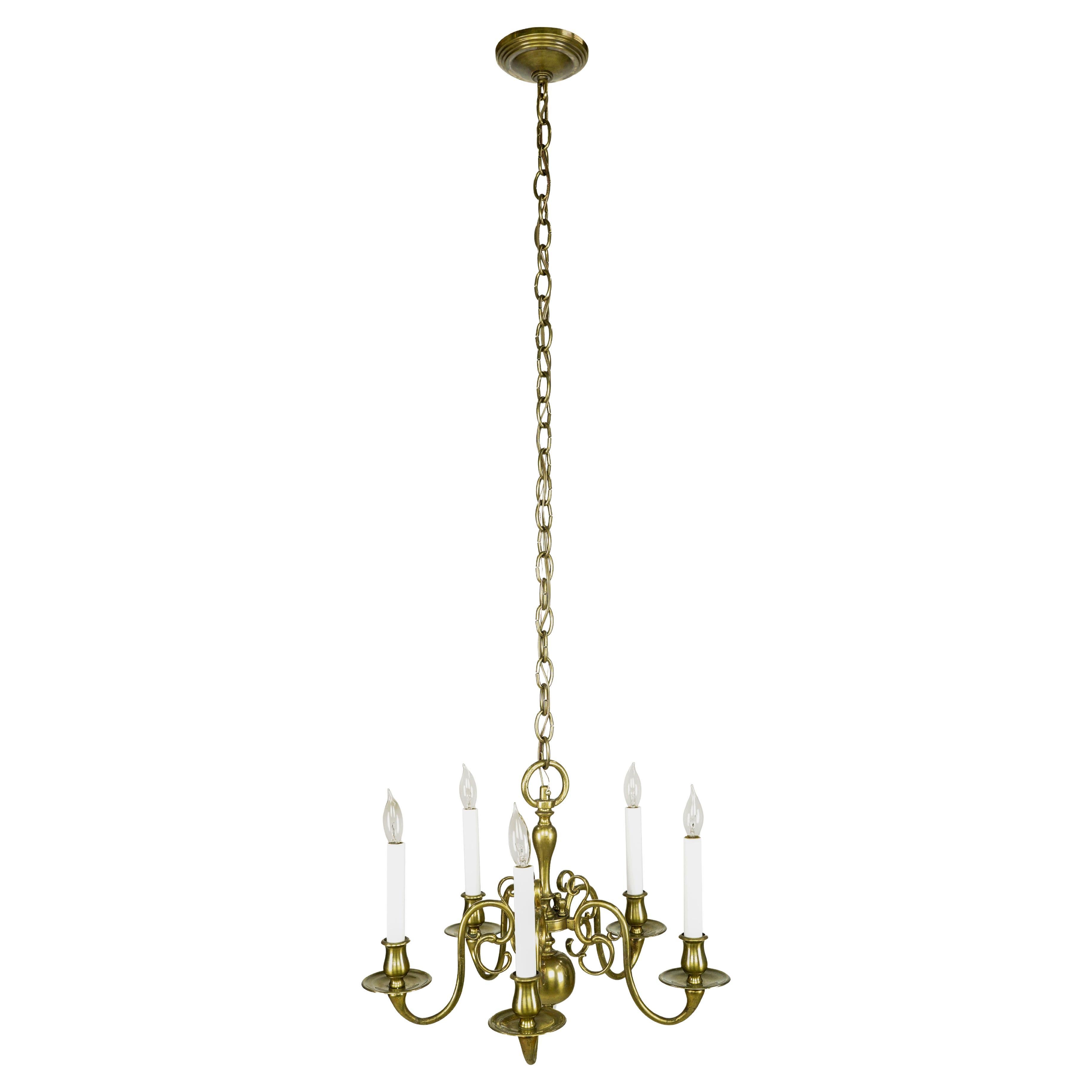 Williamsburg 5 Arm Antique Brass Finish Chandelier