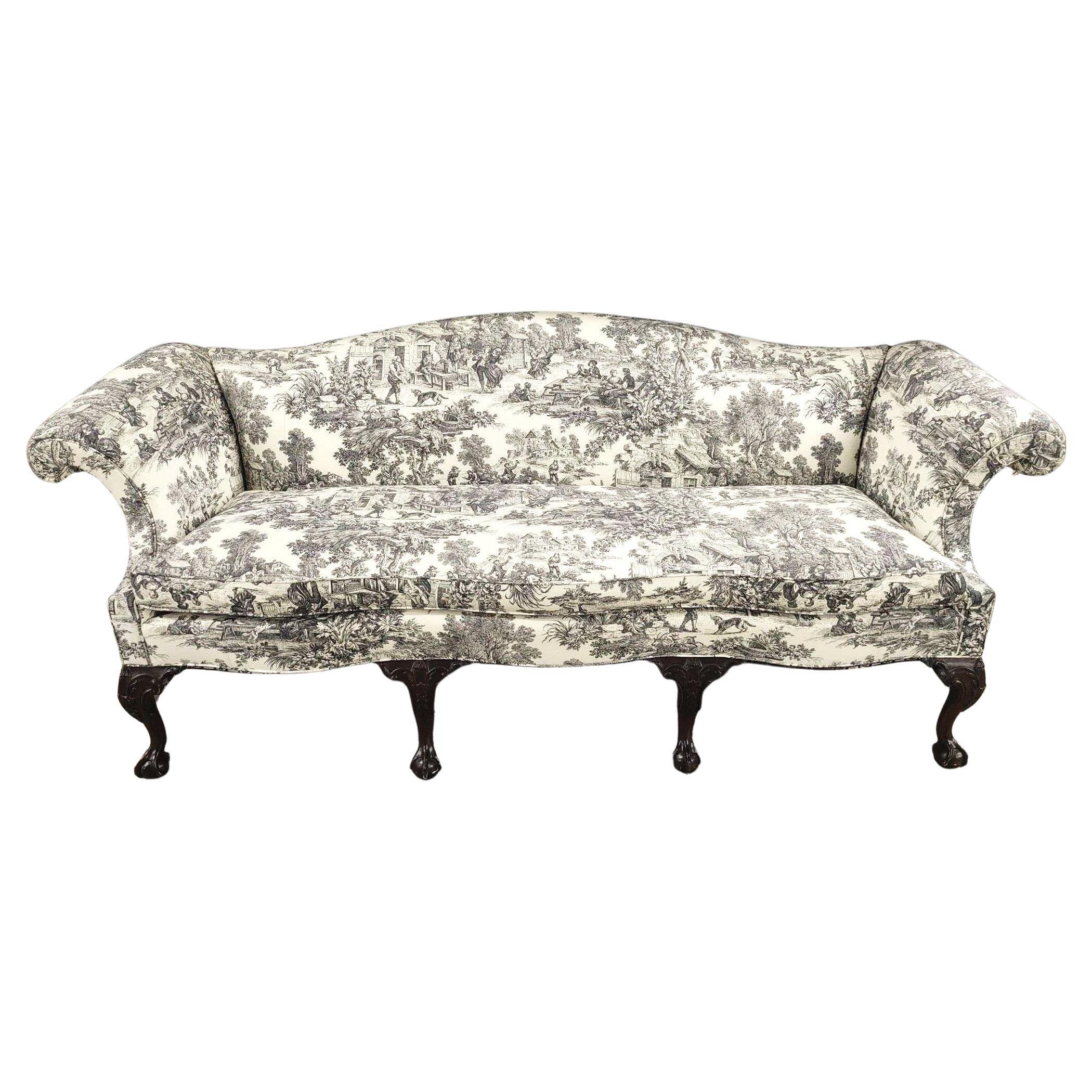 Williamsburg Chippendale Style Toile Camelback Settee Sofa by Stickley