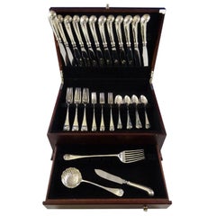 Used Williamsburg Shell by Stieff Sterling Silver Dinner Flatware Set Service 51 Pcs