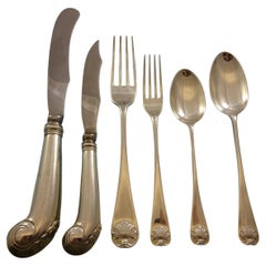 Set di posate in argento Williamsburg Shell by Stieff 8 Dinner Service 51 Pc