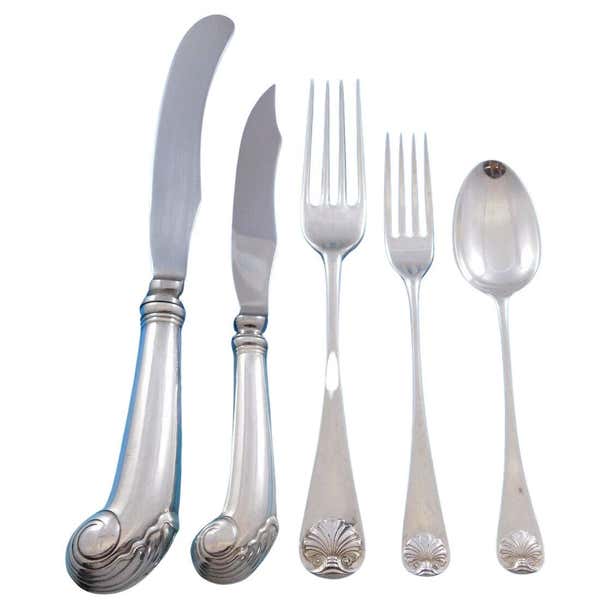 Williamsburg Shell by Stieff Sterling Silver Flatware Set Service 64 ...