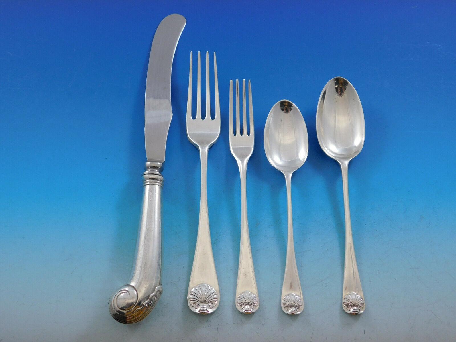20th Century Williamsburg Shell Stieff Sterling Silver Flatware Set 18 Service 94 Pcs Dinner
