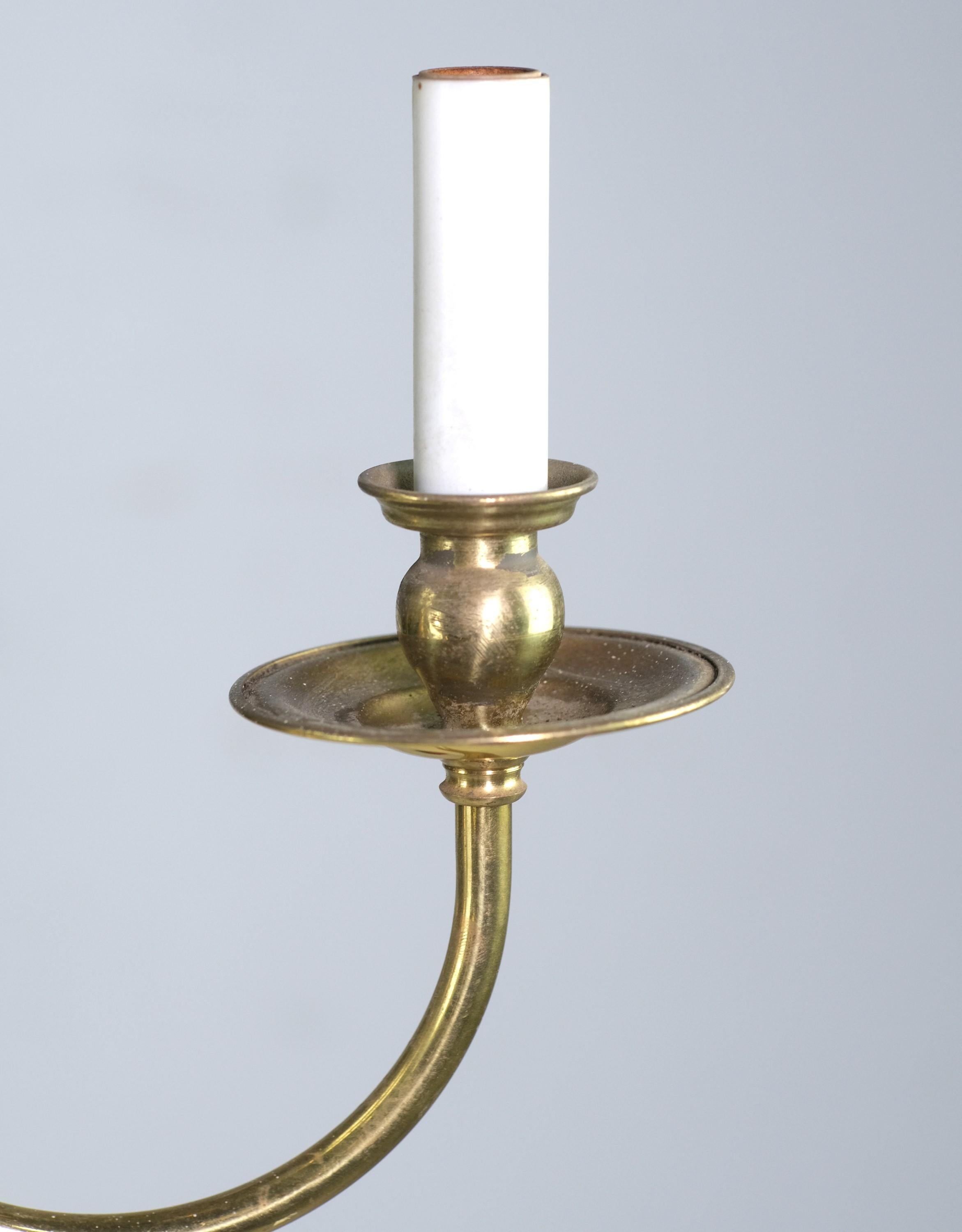 American Williamsburg Style 6 Arm Chandelier Polished Brass Finish