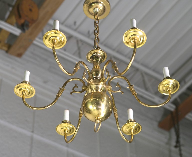 Williamsburg Style 6 Arm Chandelier Polished Brass Finish For Sale at ...