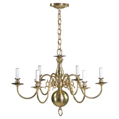 Williamsburg Style 6 Arm Chandelier Polished Brass Finish