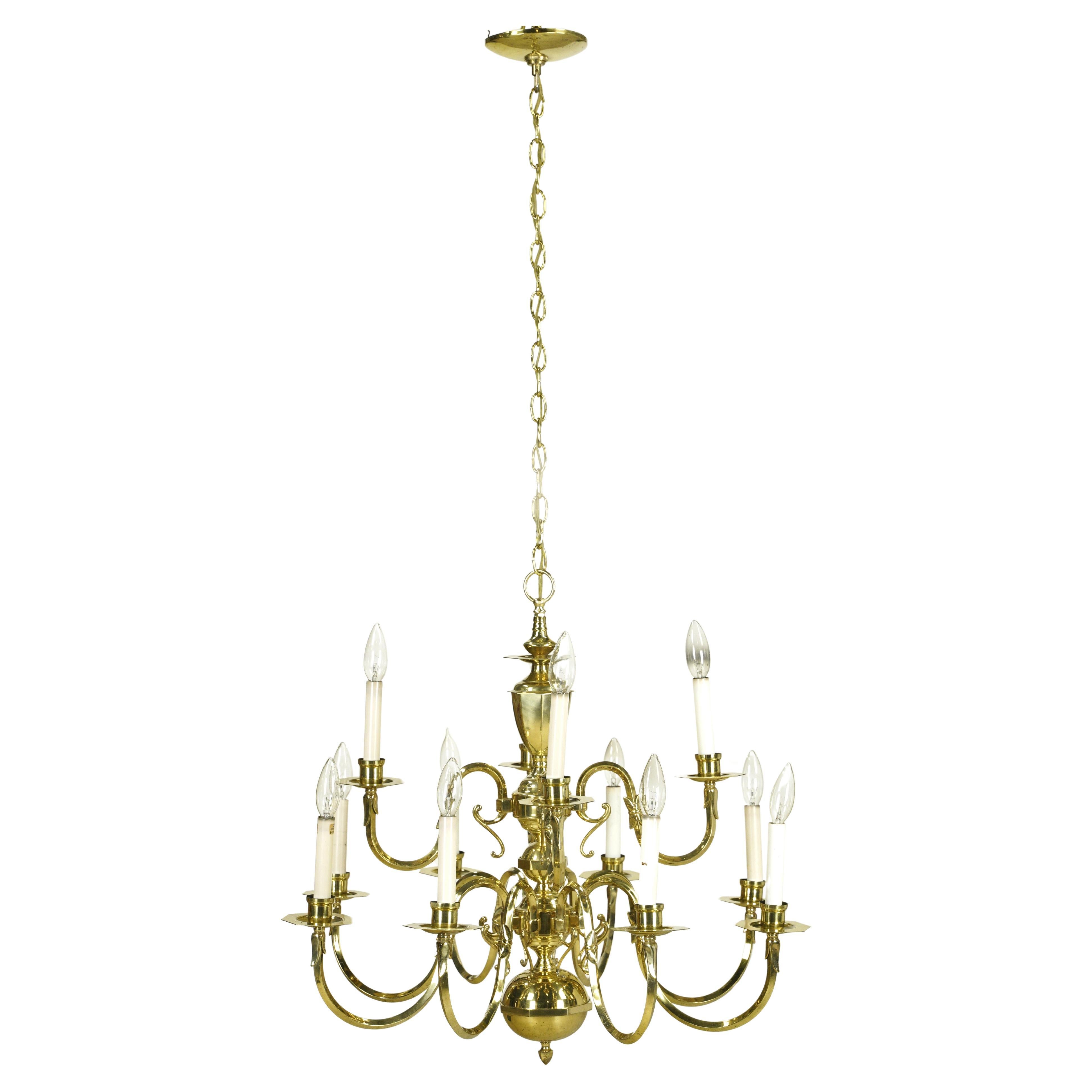 Williamsburg Two Tier 12 Arm Polished Brass Chandelier