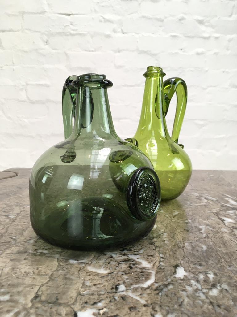 American Colonial Williamsburg VA Jamestown Historical Glass Reproduction Onion Bottles, 1960s