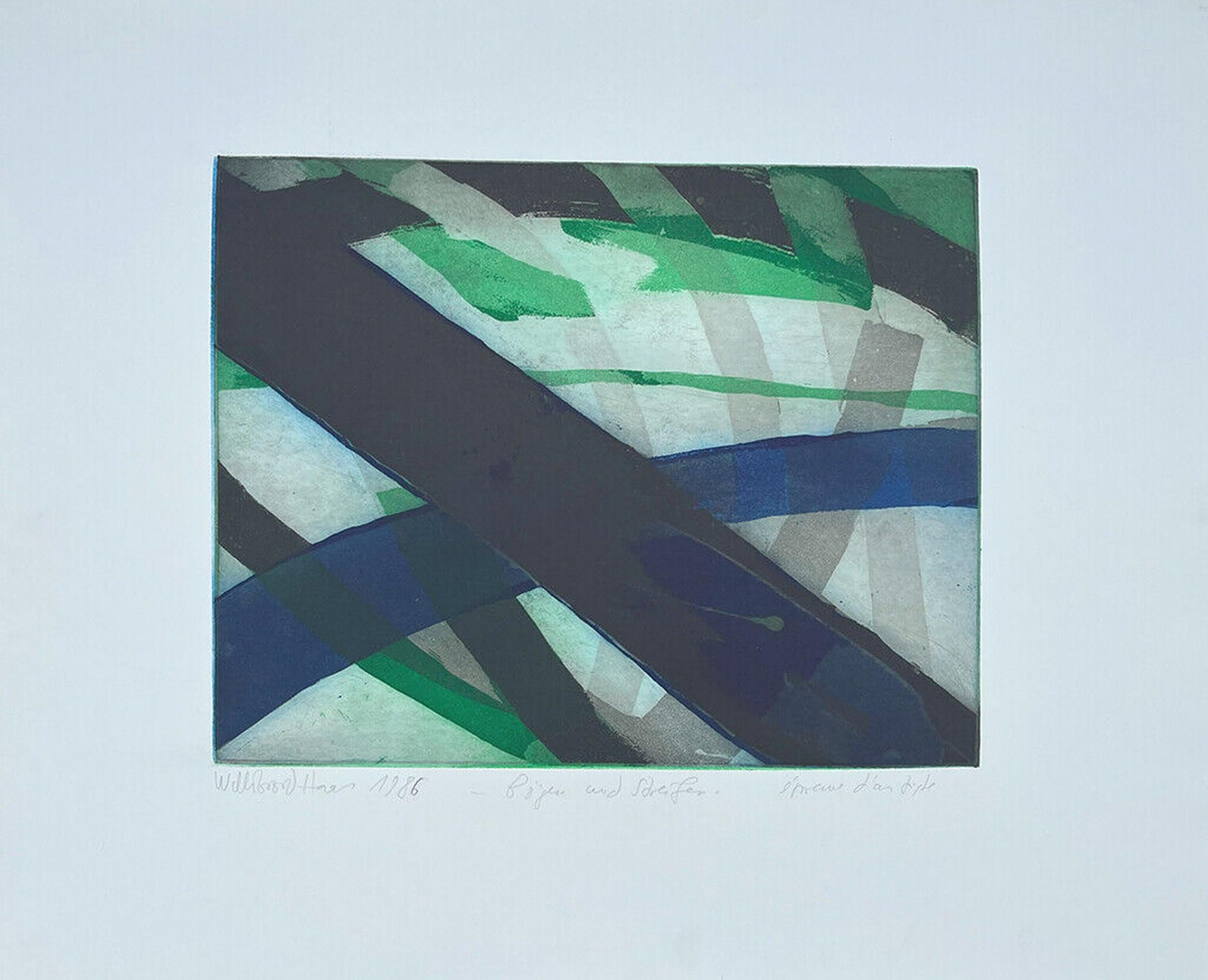 Willibrord Haas Abstract Print - Arches & Stripes (Post-war Abstraction, Joseph Beuys) (~35% OFF)
