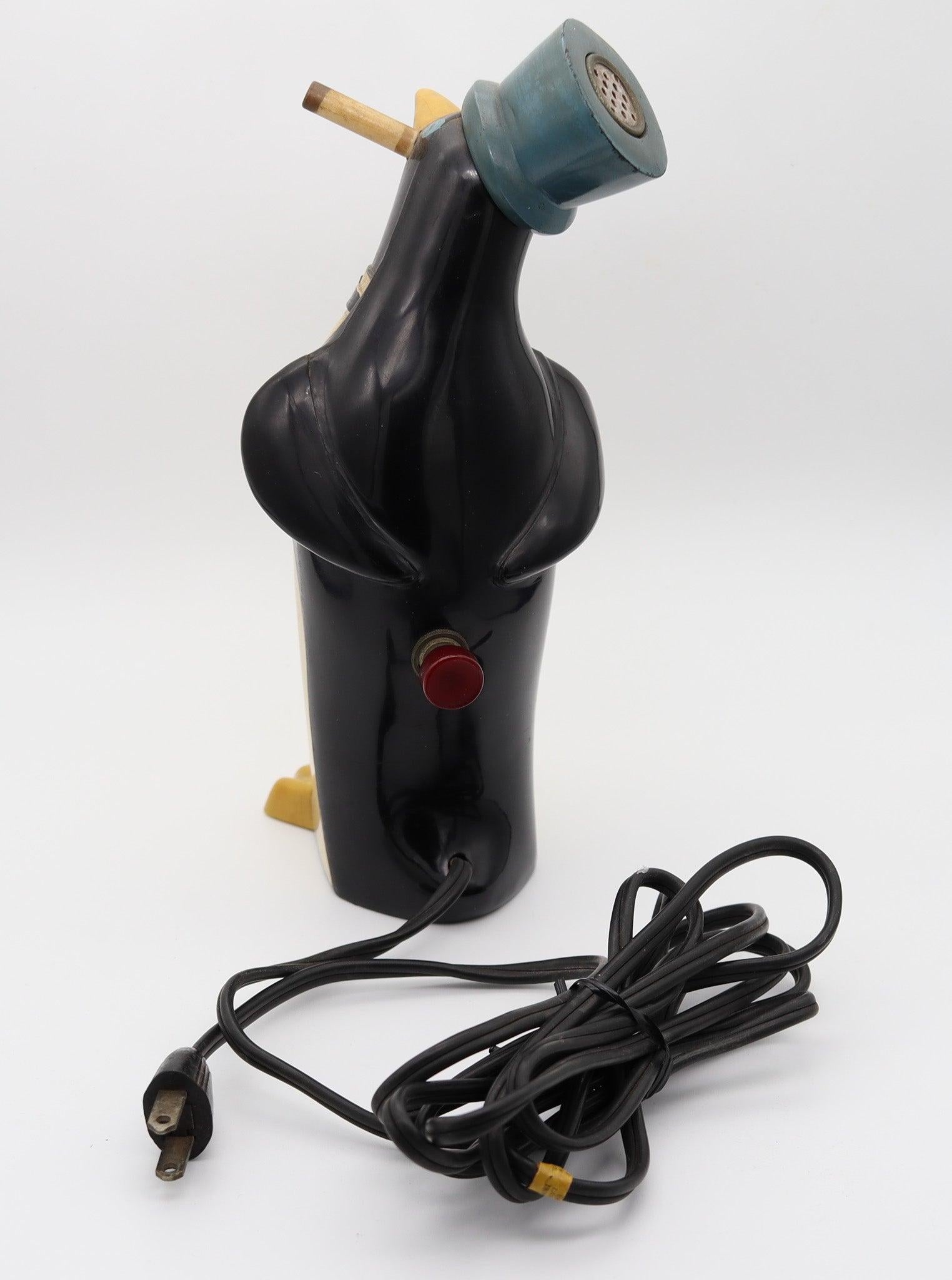 Steel WILLIE KOOL 1938 The Penguin Figural Bar And Table-Desk Electric Lighter For Sale