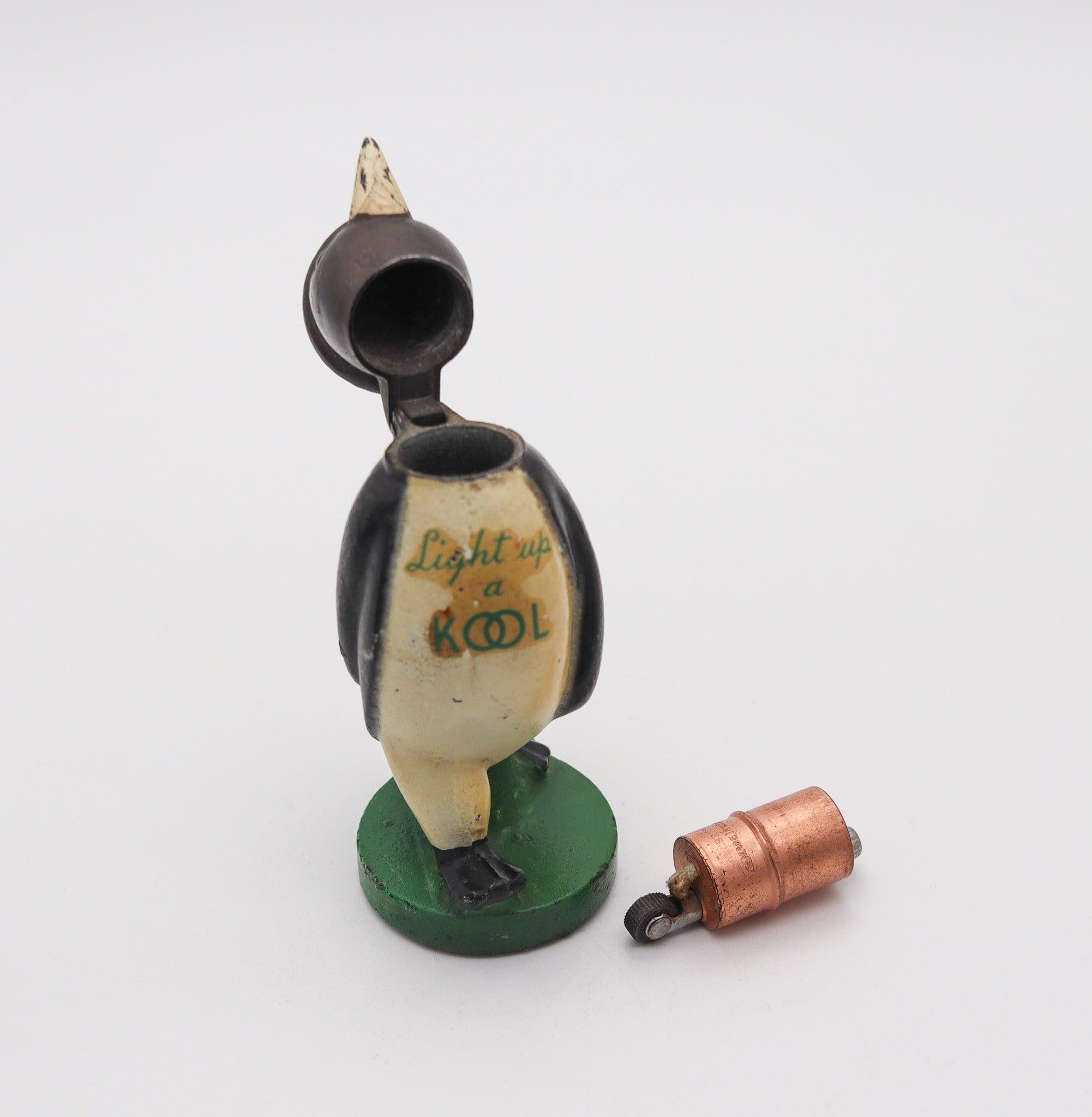 WILLIE KOOL 1938 The Penguin Figural Bar And Table-Desk Petrol Lighter For Sale 2