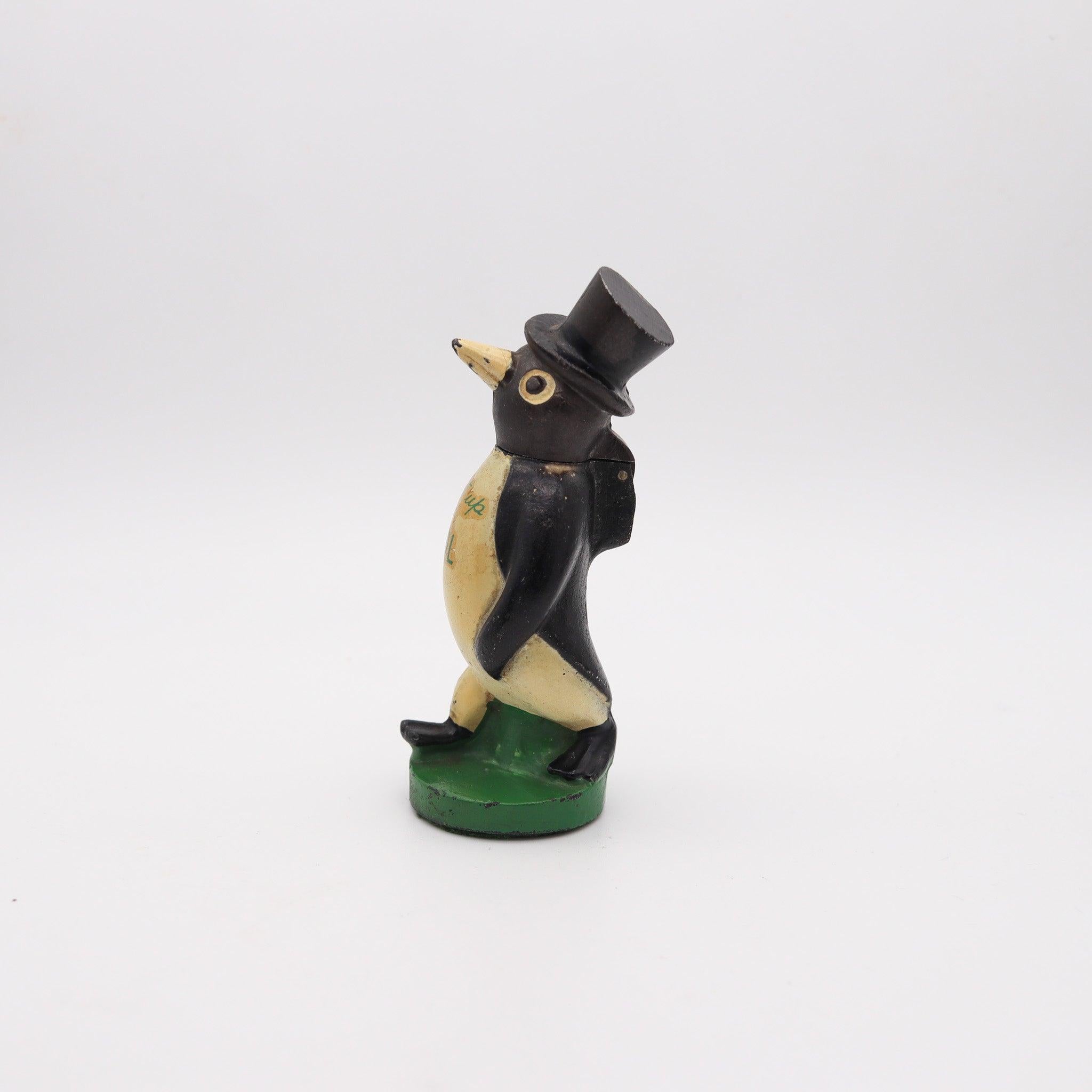 Art Deco WILLIE KOOL 1938 The Penguin Figural Bar And Table-Desk Petrol Lighter For Sale
