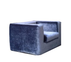 Willie Landels für Zanotta Blauer Samt "Wegwerf"-Sessel, Italien 1970er