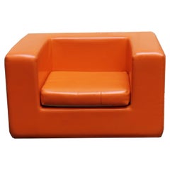 Willie Landels for Zanotta Orange Vinyl "Throw Away Armchairs, Italy 1970s