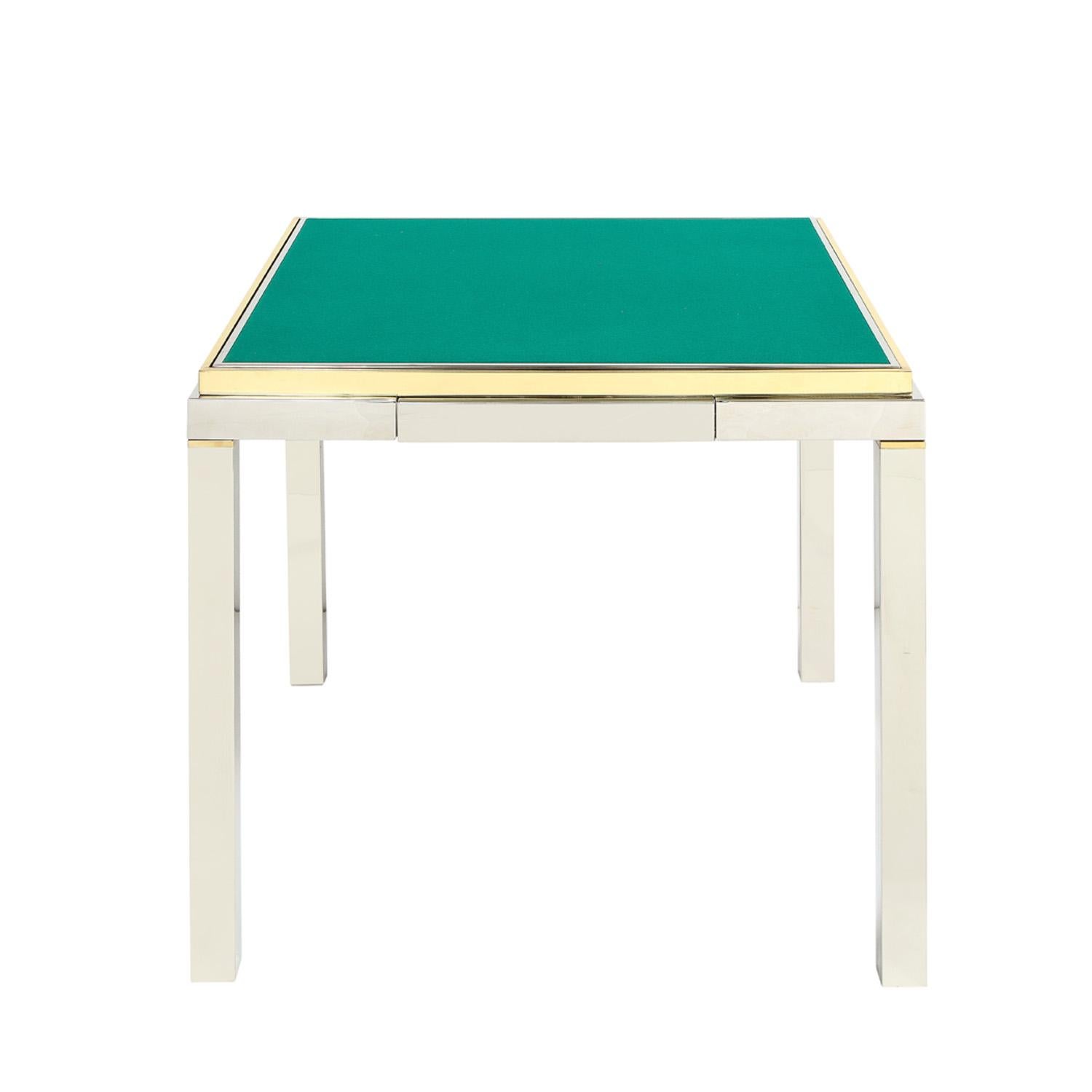 Italian Willie Rizzo Game Table in Chrome and Brass with Reversible Top, 1970s