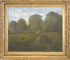 Late 19th Century Tonalist Landscape -- Afternoon by the Pond