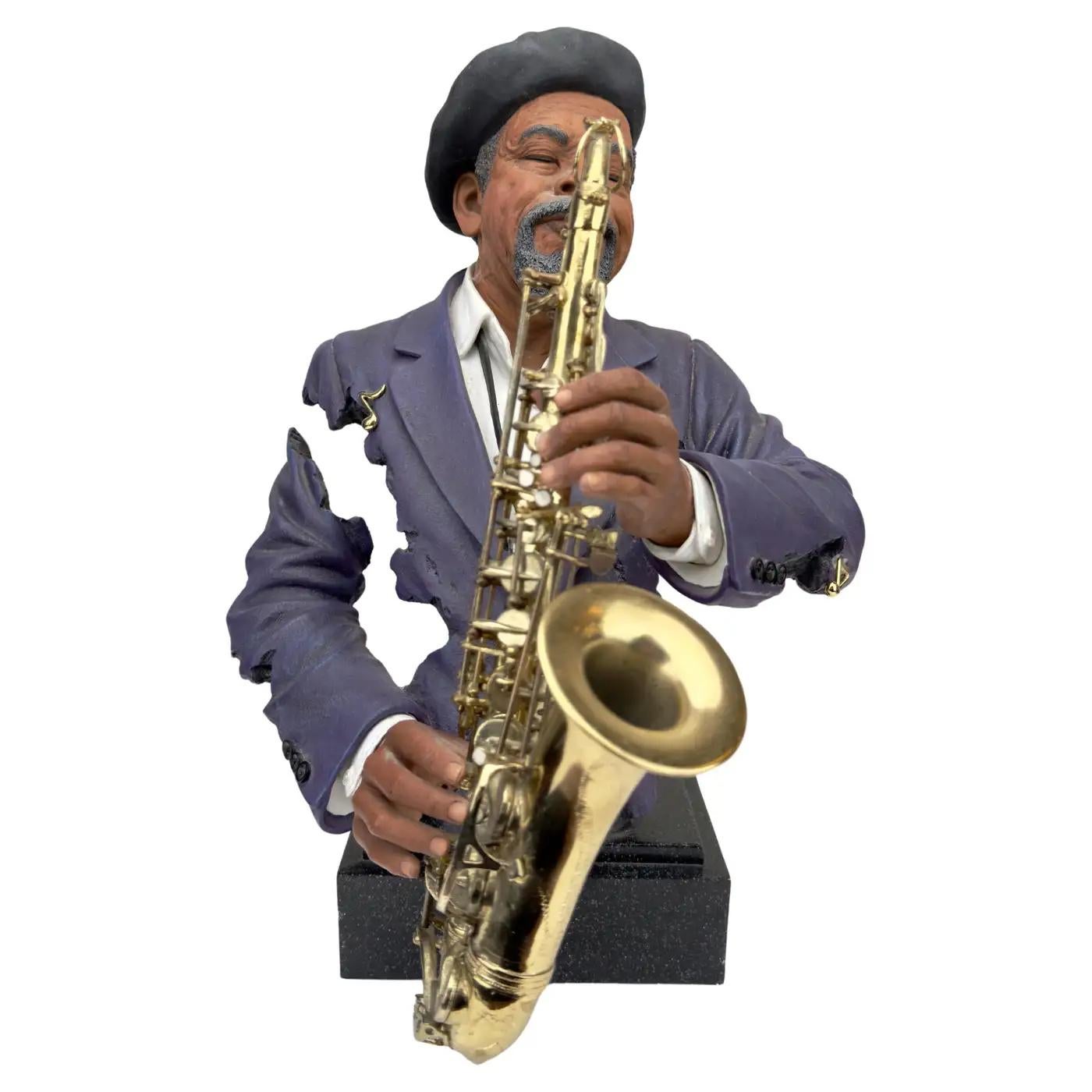 Willitts Designs International  Figurative Sculpture - Willitts Designs "Sax Appeal" Musician Cast Resin Sculpture, Signed & Numbered 