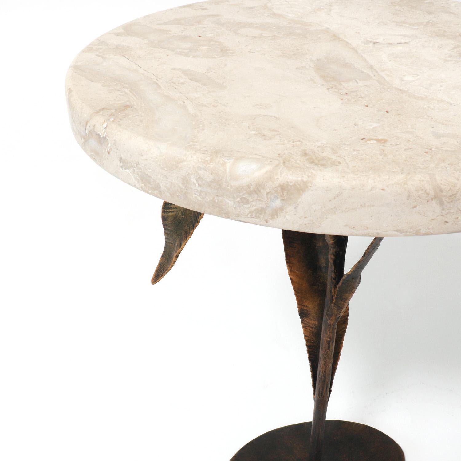 Welded Willow Accent Table in Aged Silver For Sale