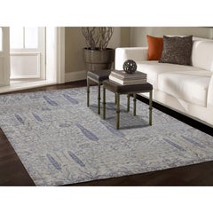 Willow And Cypress Tree Design Silk With Oxidized Wool Textured Rug, 6'0"x9'2"