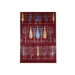 Willow and Cypress Tree Design Wool and Silk Oriental Rug