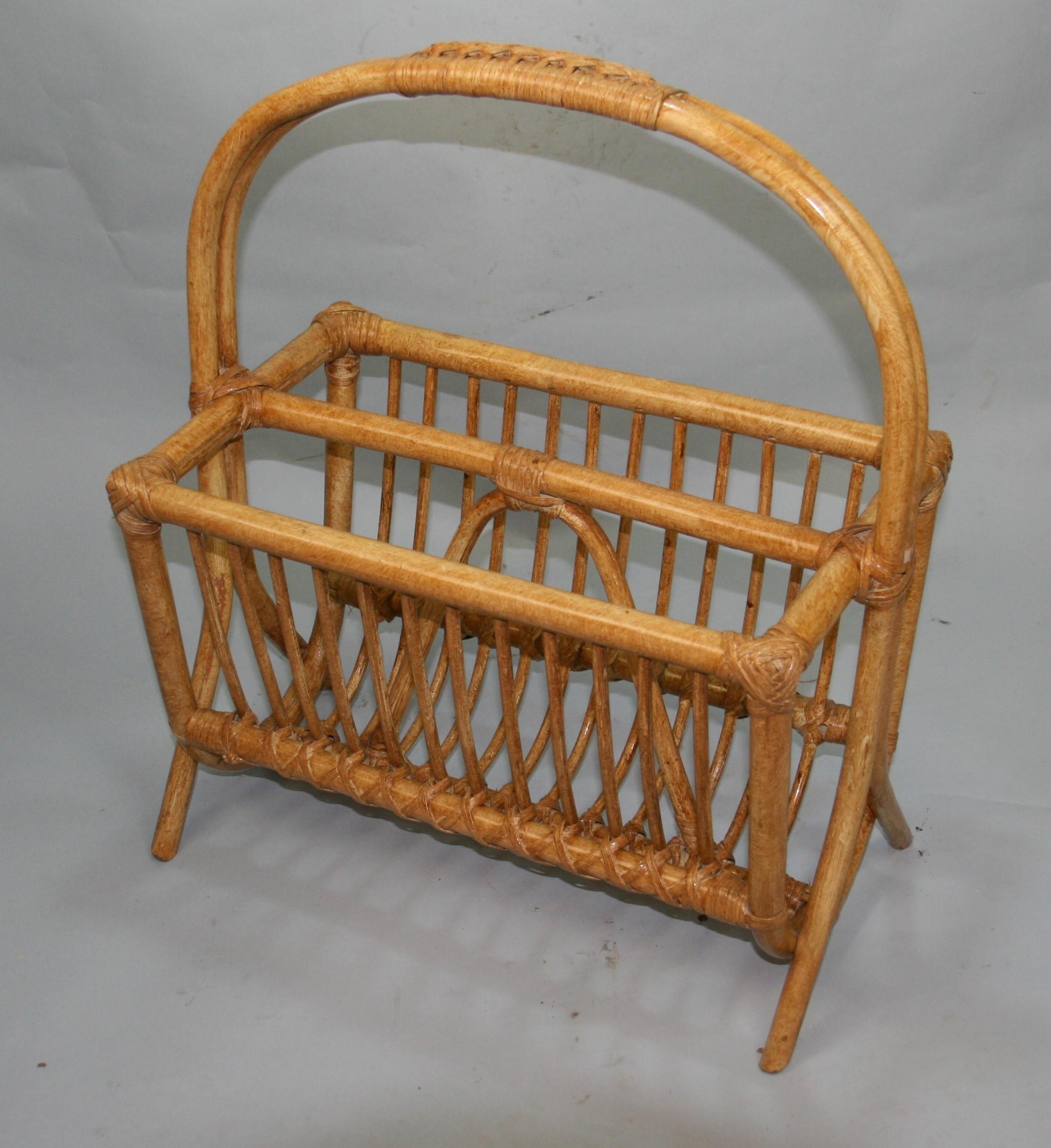 Hand Mage willow and wicker magazine rack.