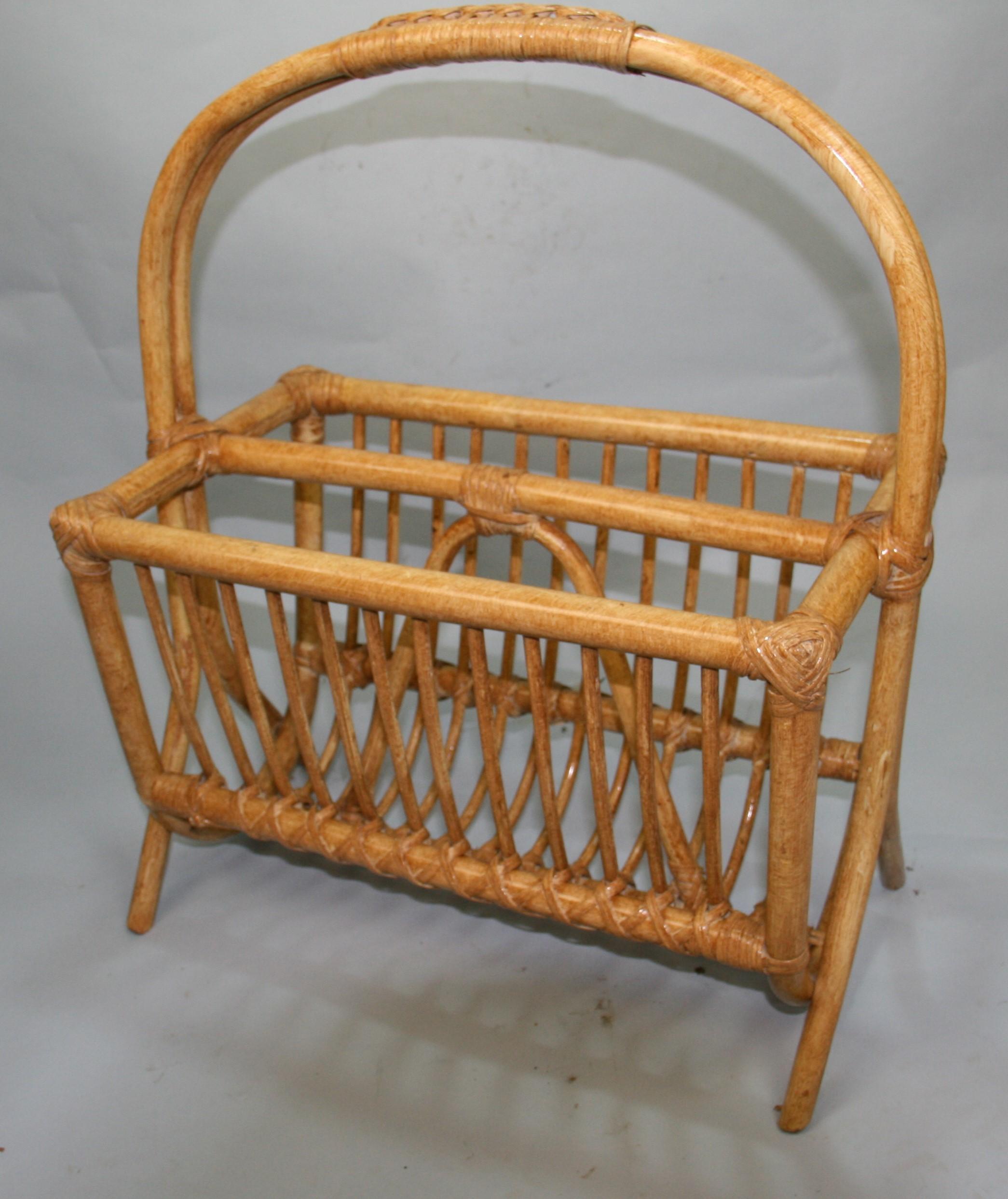 Willow and Rattan Magazine Rack For Sale 1