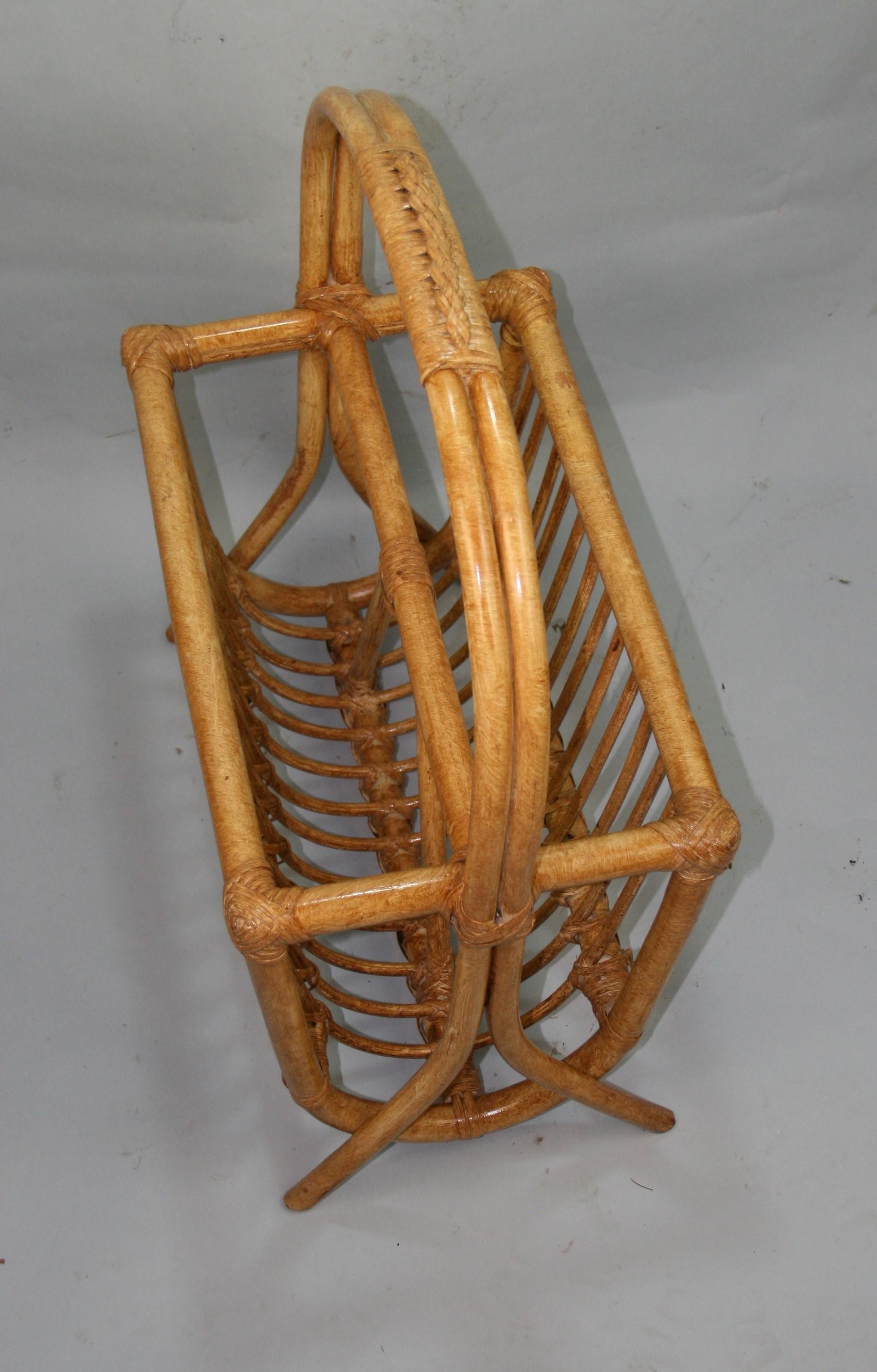 Willow and Rattan Magazine Rack For Sale 3