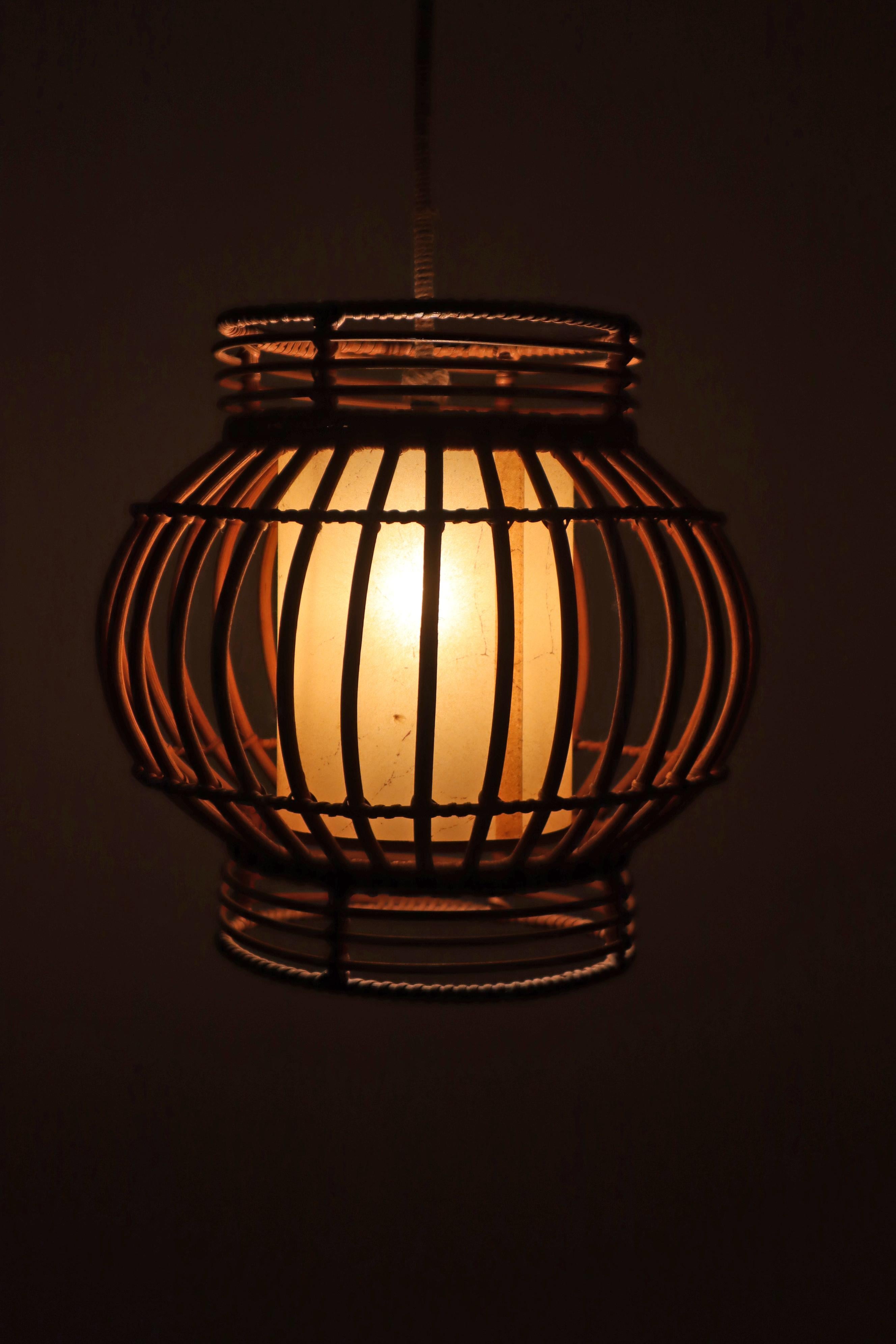 Lampada a sospensione Global in salice e vimini, anni '60 in vendita 5