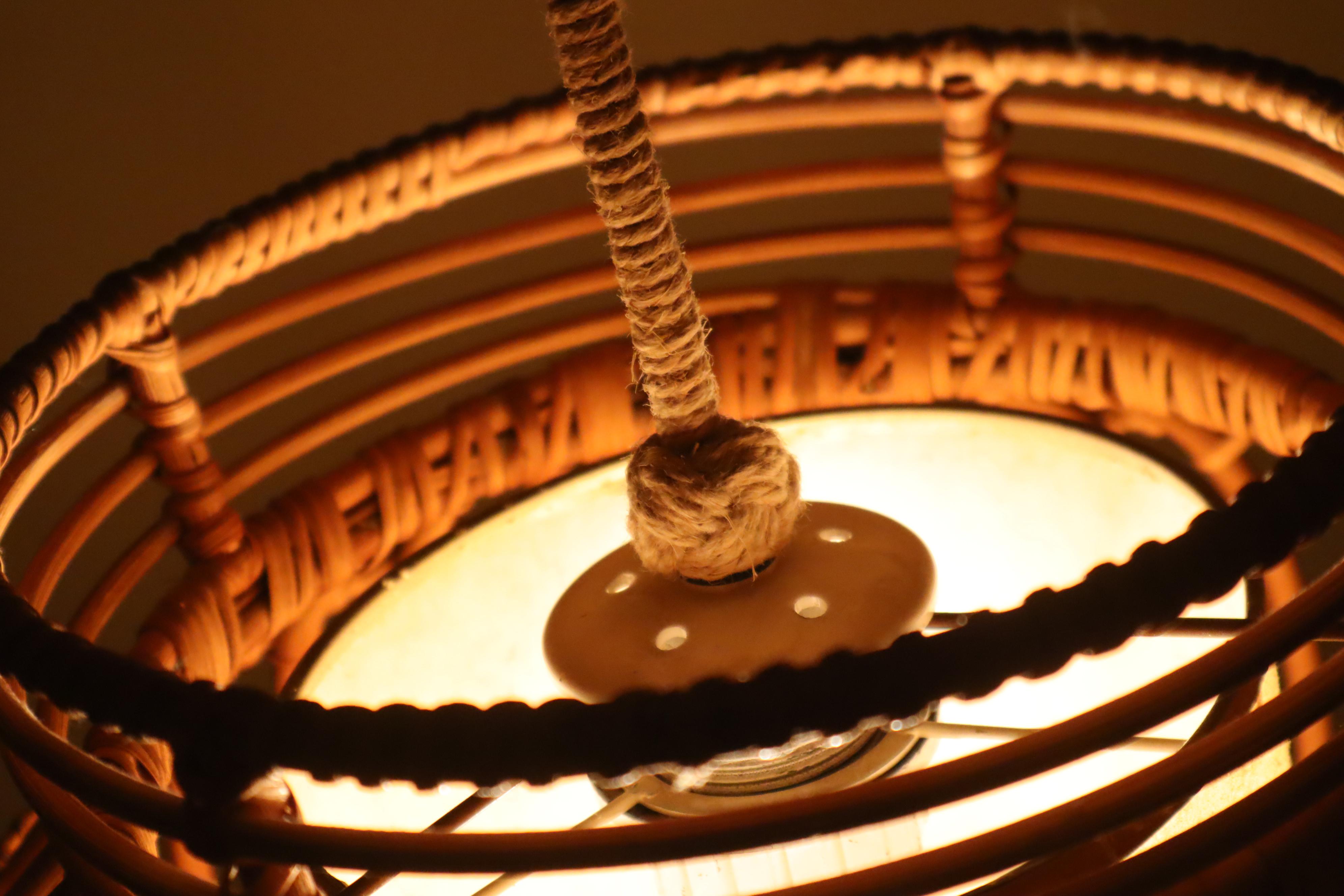 Lampada a sospensione Global in salice e vimini, anni '60 in vendita 6