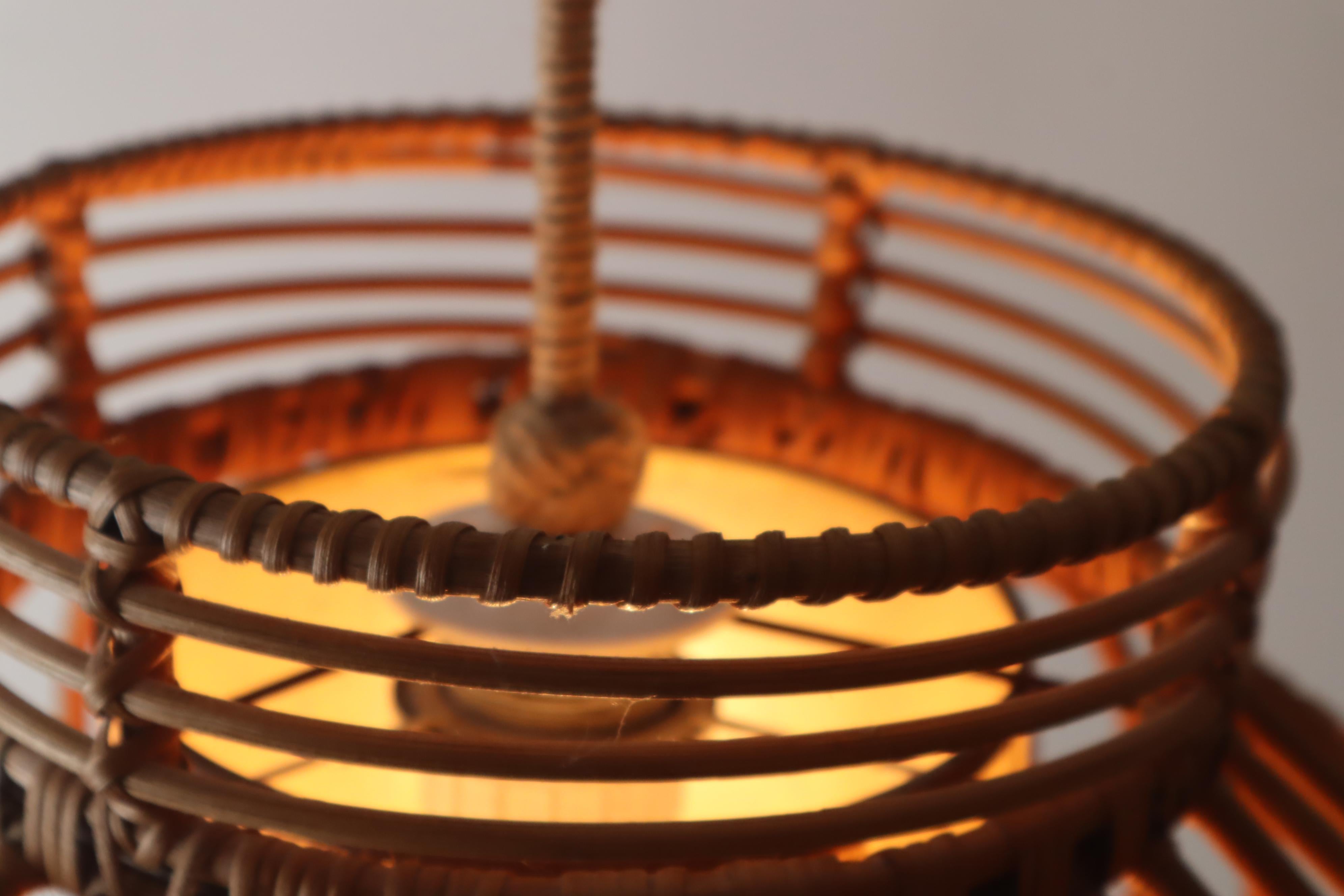 Lampada a sospensione Global in salice e vimini, anni '60 in vendita 9
