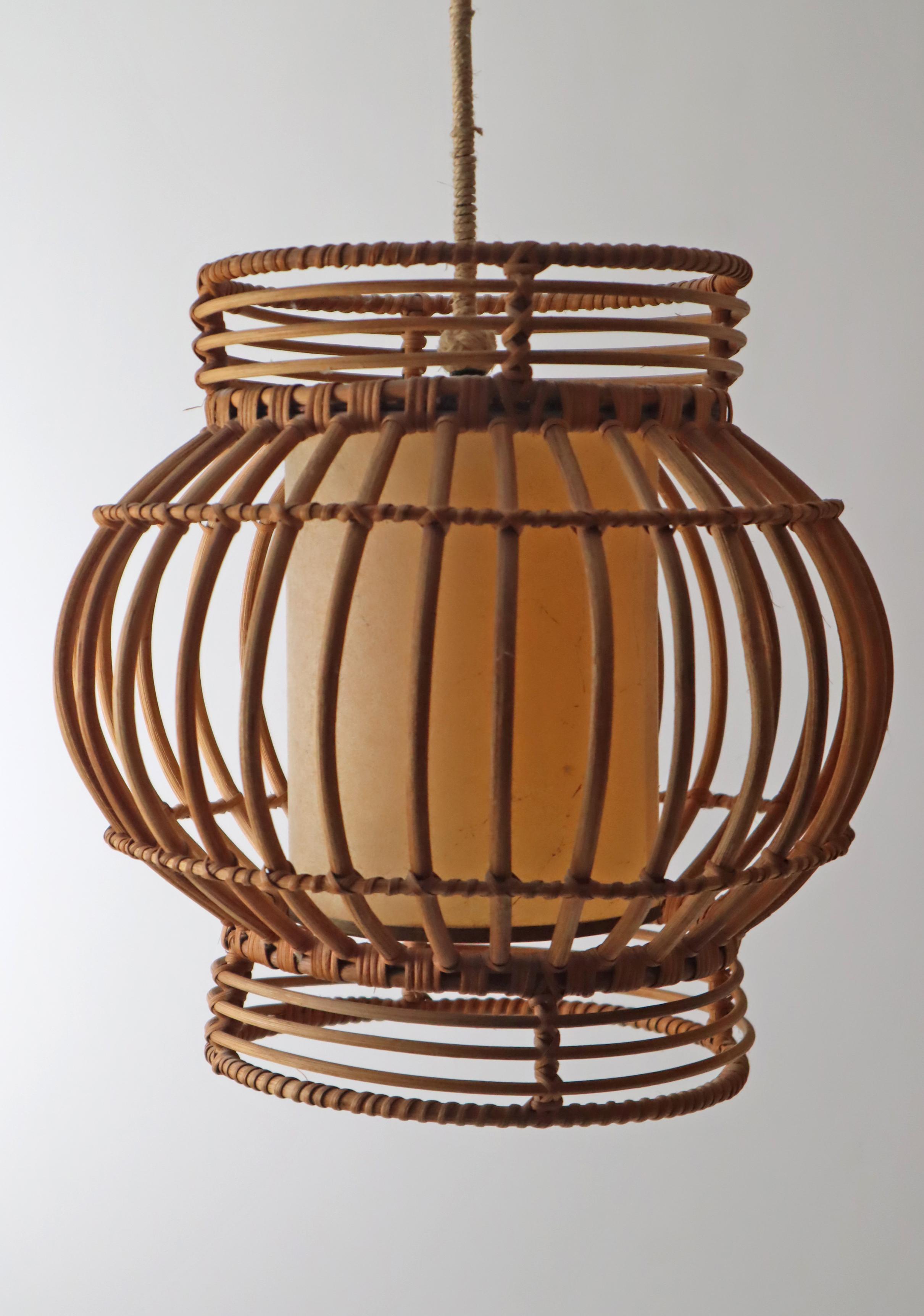 Lampada a sospensione Global in salice e vimini, anni '60 in vendita 13