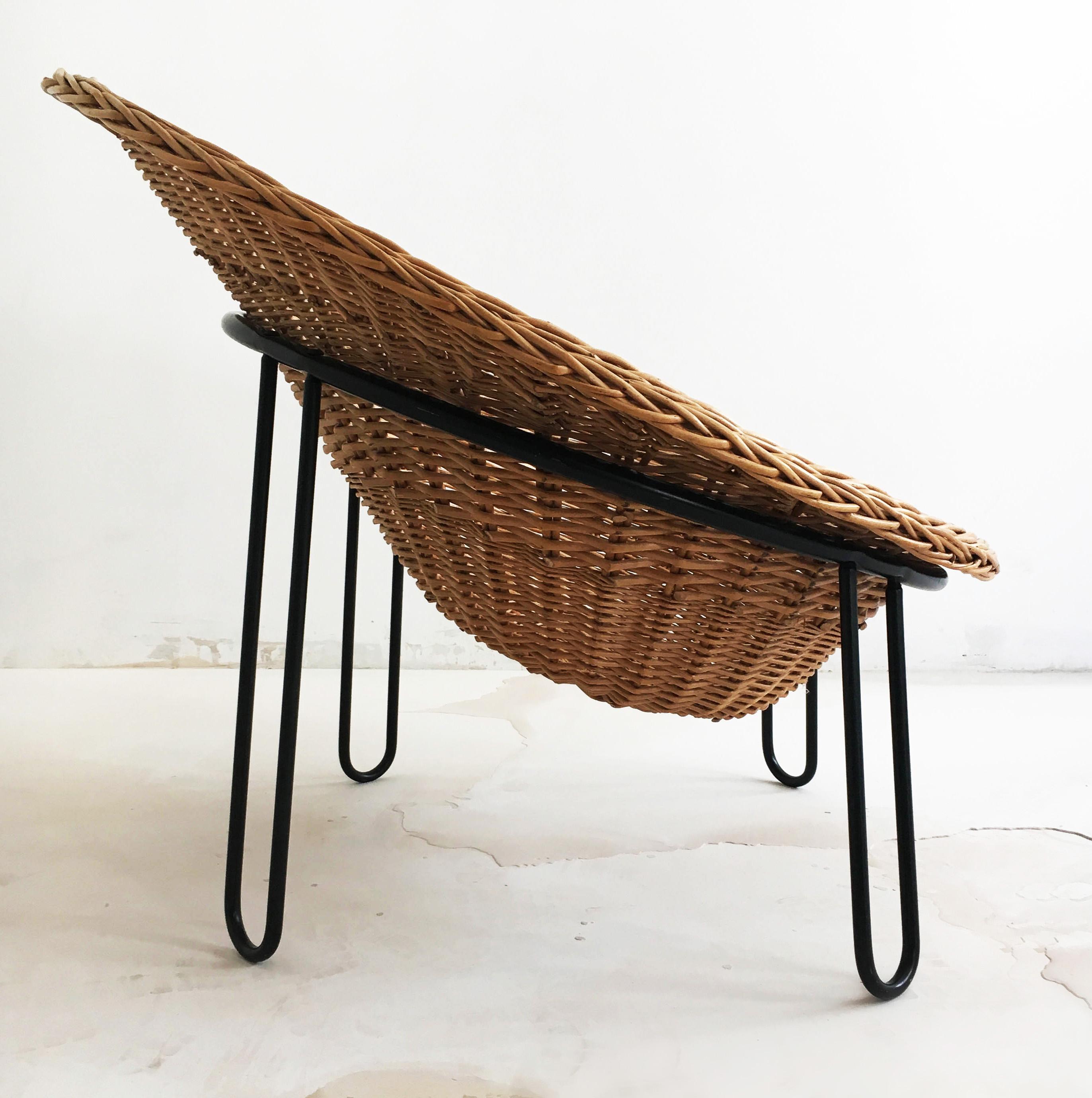 Mid-20th Century Willow Cone Lounge Chair, France, 1950s For Sale