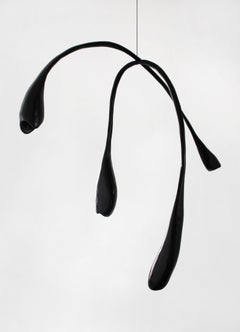 Willow Mobile Hanging Sculpture in Stained Wood & Wire by Dace Sūna