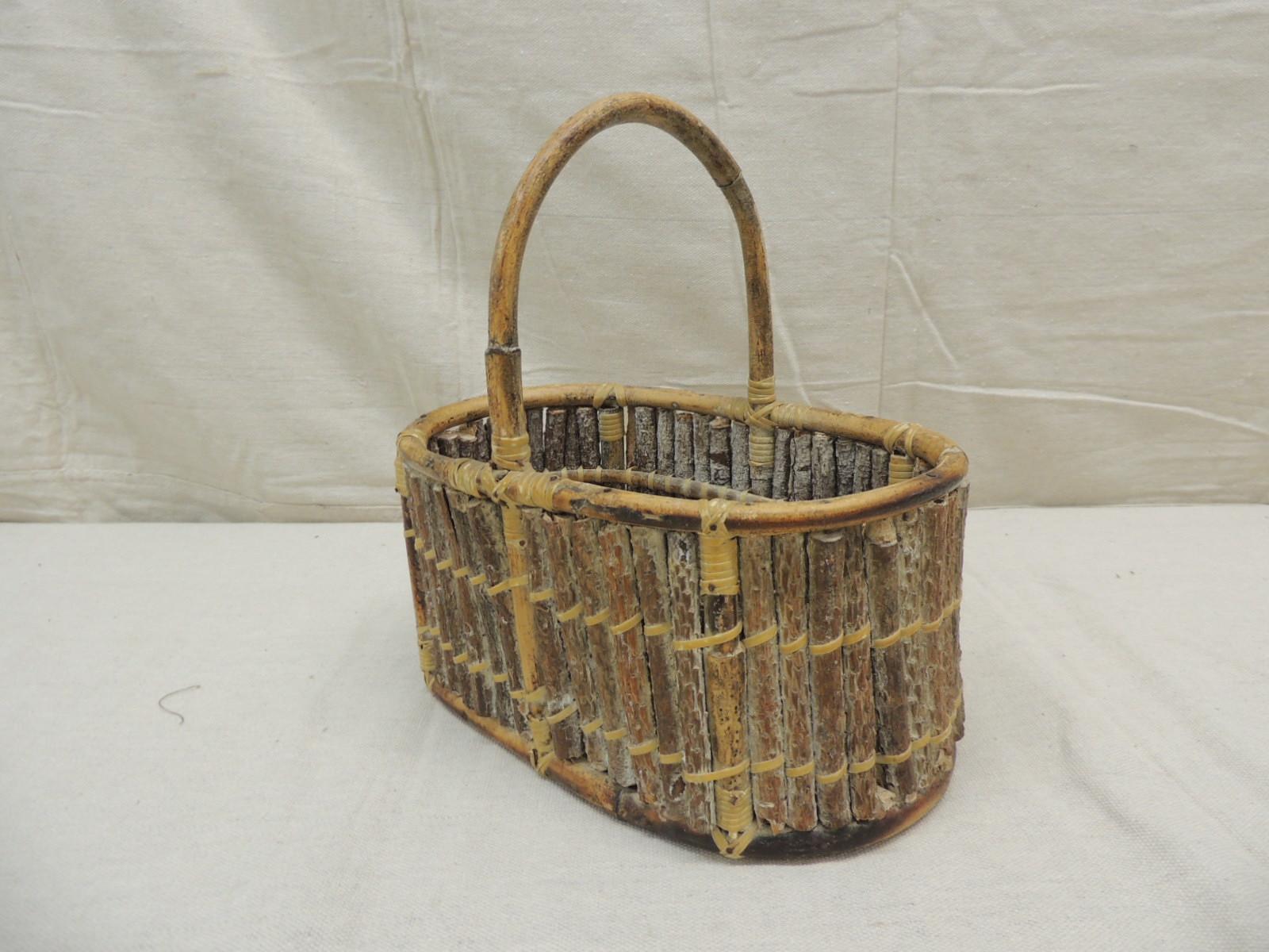 Country Willow Oval Decorative Basket with Handle