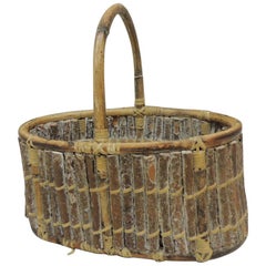 Vintage Willow Oval Decorative Basket with Handle