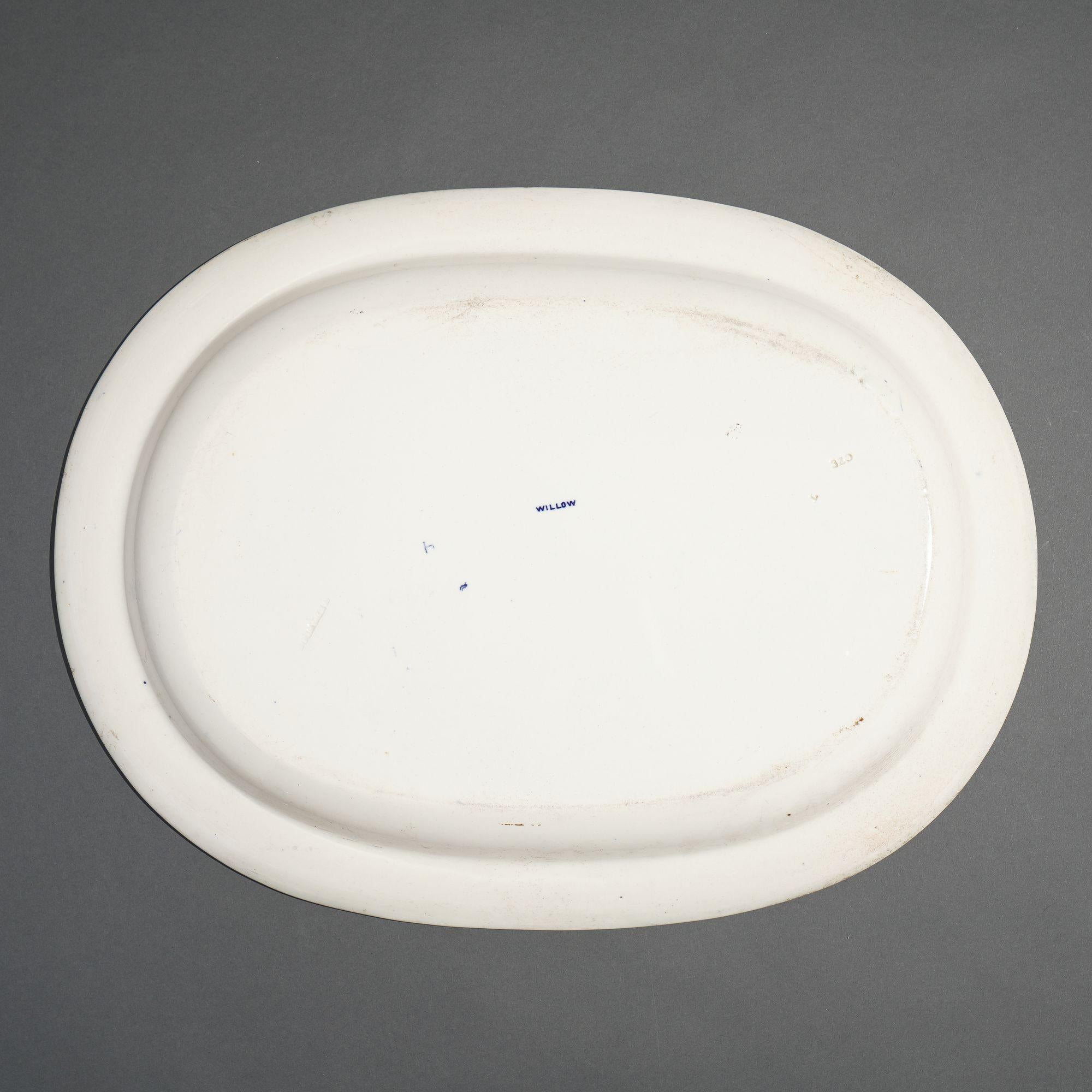 Ceramic Willow pattern oval platter by Wedgwood, 1891-92 For Sale