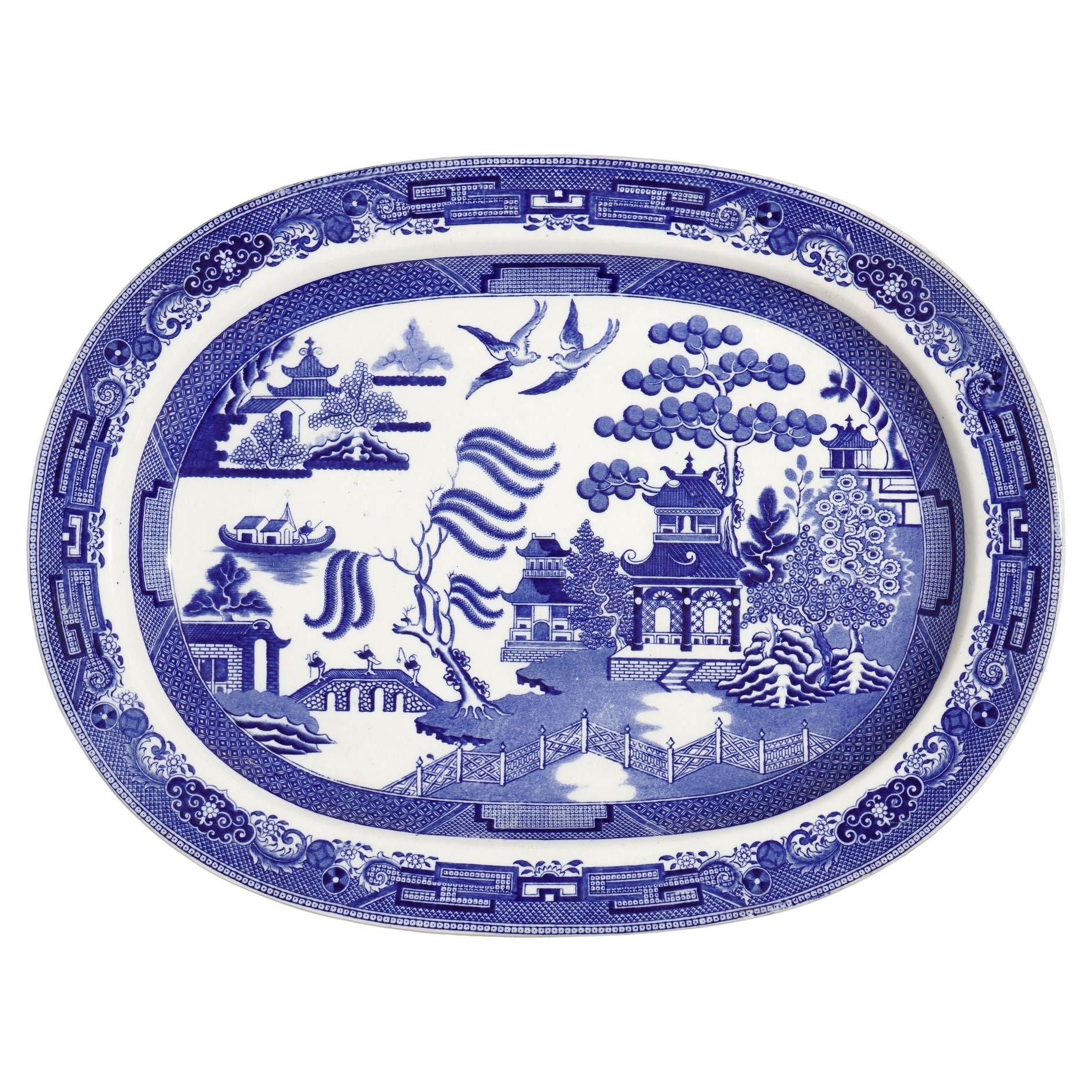 Ovale Platte mit Weidenmuster von Wedgwood, 1891-92 im Angebot