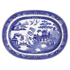 Vintage Willow pattern oval platter by Wedgwood, 1891-92