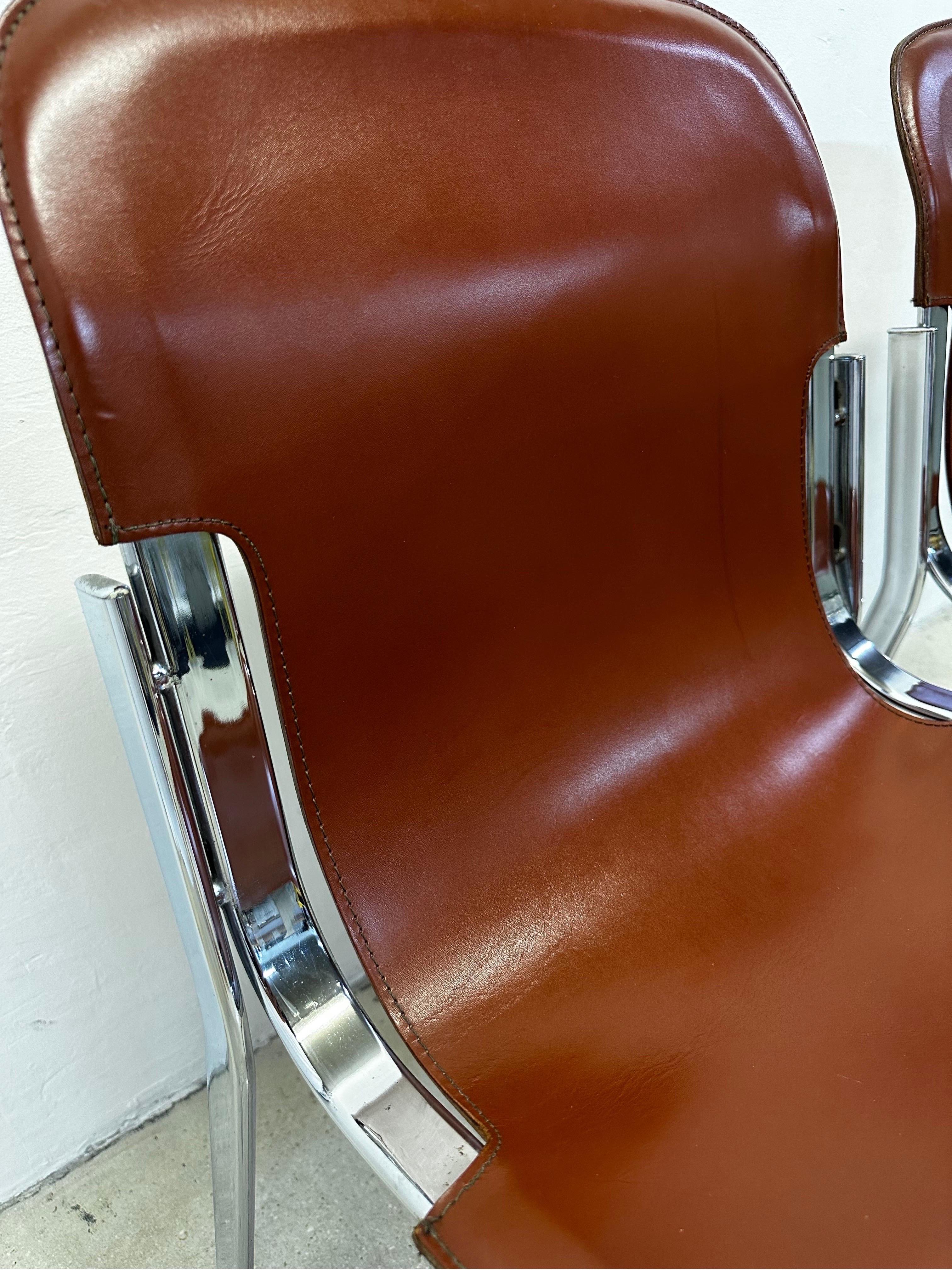 Chaises de salle à manger Willow Rizzo en porte-à-faux en cuir et chrome pour Cidue  en vente 7