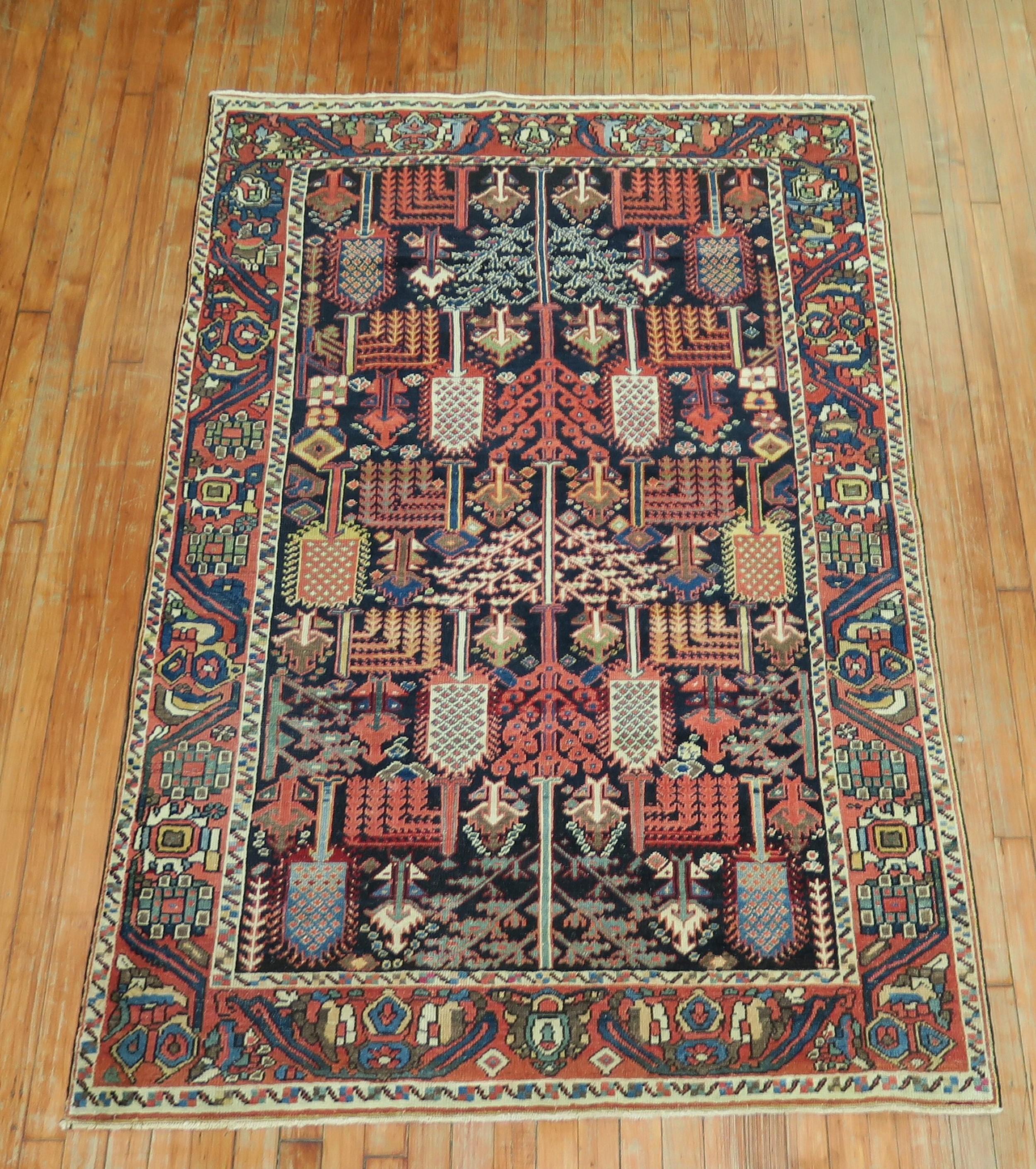 Hand-Woven Willow Tree Antique 20th Century Persian Bakhtiari Wool Rug