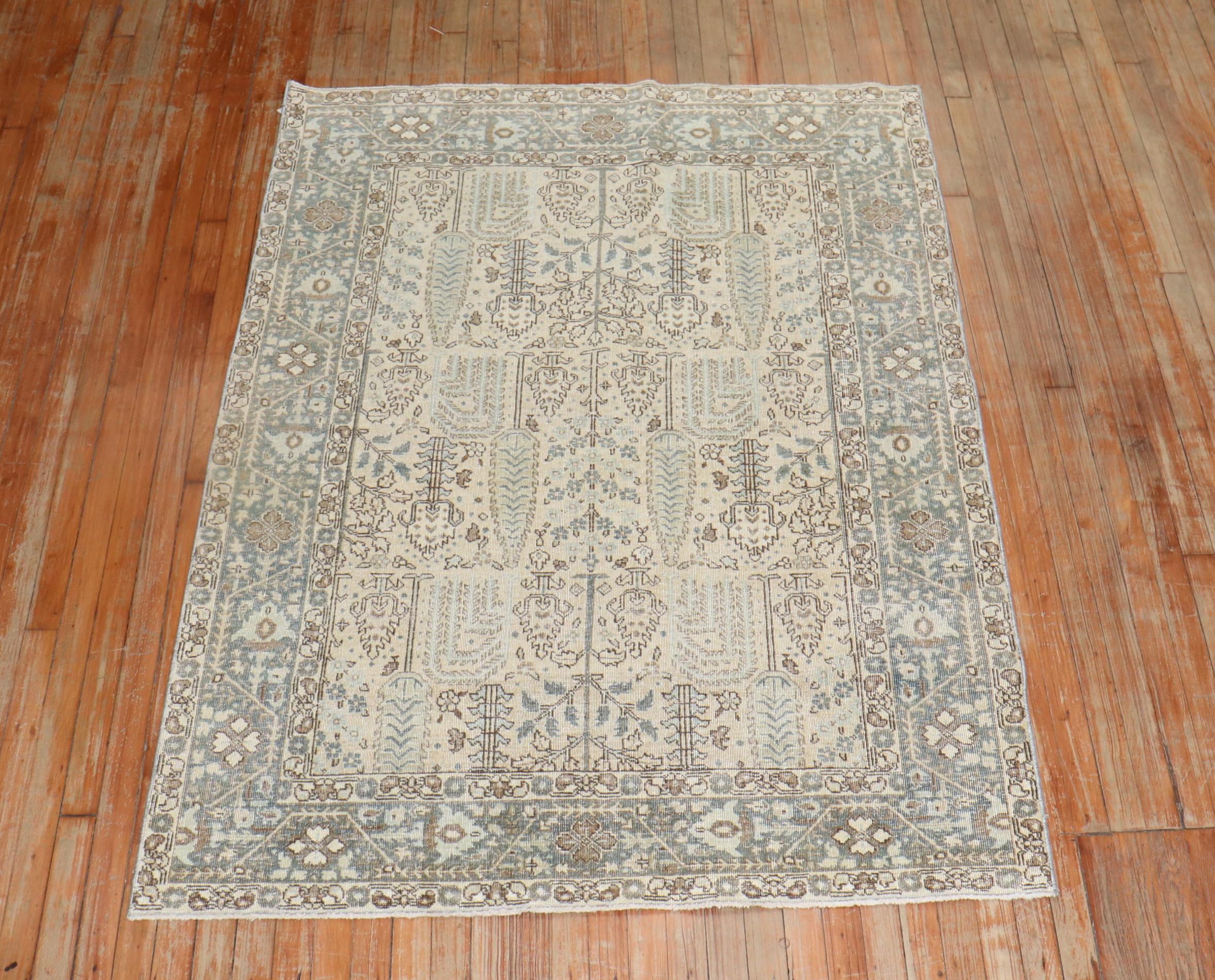 Wool Willow Tree Antique Persian Tabriz Rug For Sale